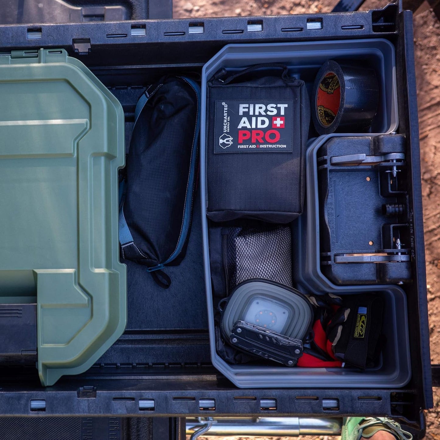 Uncharted Supply Co. First Aid Pro Kit for Emergency Preparedness Survival - Car, Backpacking, Hiking, and Camping - Compact, Lightweight, Water-Resistant - Fully Stocked