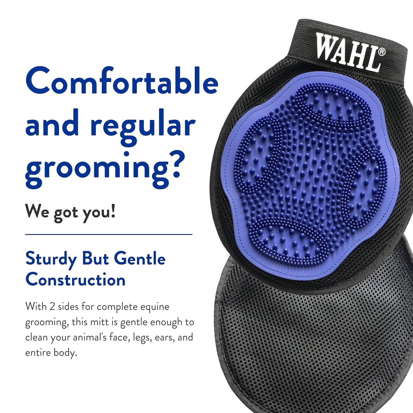 WAHL Professional Animal Equine Grooming Mitt - Flexible Rubber Brush for Horse Care
