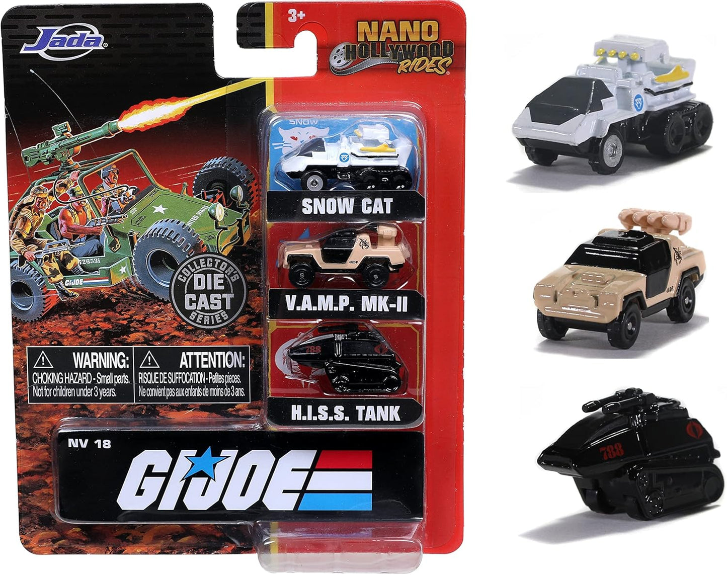 Jada Toys GI Joe 1.65" Nano 3-Pack Die-cast Cars, Toys for Kids and Adults (32083)