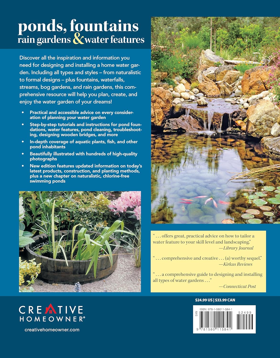 DIY Guide to Ponds, Fountains, Rain Gardens & Water Features, Revised Edition: Designing, Constructing, Planting (Creative Homeowner) Landscaping with Aquatic Plants, Fish, Wooden Bridges, and More