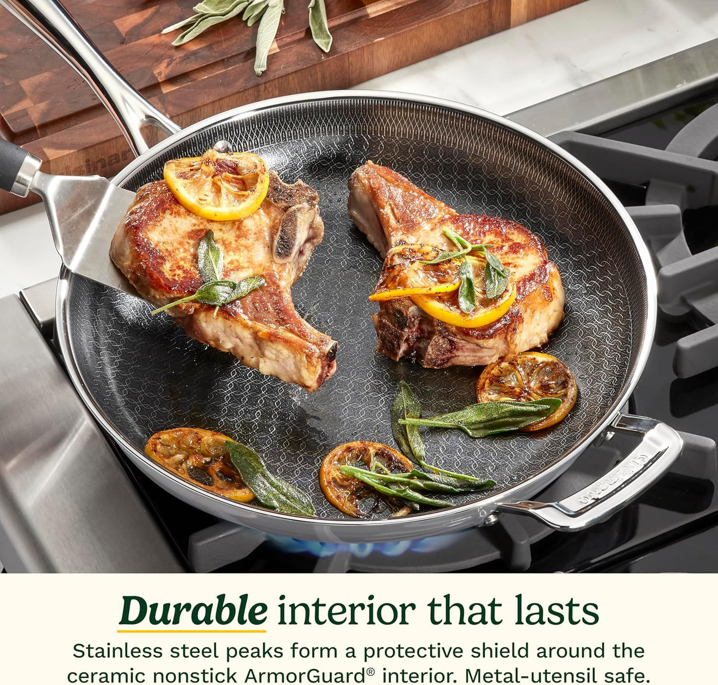 Cuisinart FusionElite+ Hybrid Nonstick Tri-Ply Stainless Steel Cookware Set, 6-Piece Skillet Cooking Set with PURELYSEAR Ceramic Nonstick Technology, Scratch Proof, Cool Grip Handles, Dishwasher Safe