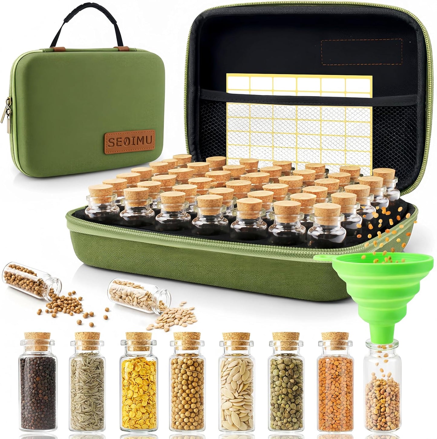 40 Slots Seed Storage Organizer Box, Sturdy Seed Organizer with Classic Vintage Design, Garden Seed Saver Kit with Label Stickers and Funnel, Airtight Seed Storage Container for Flowers, Vegetables