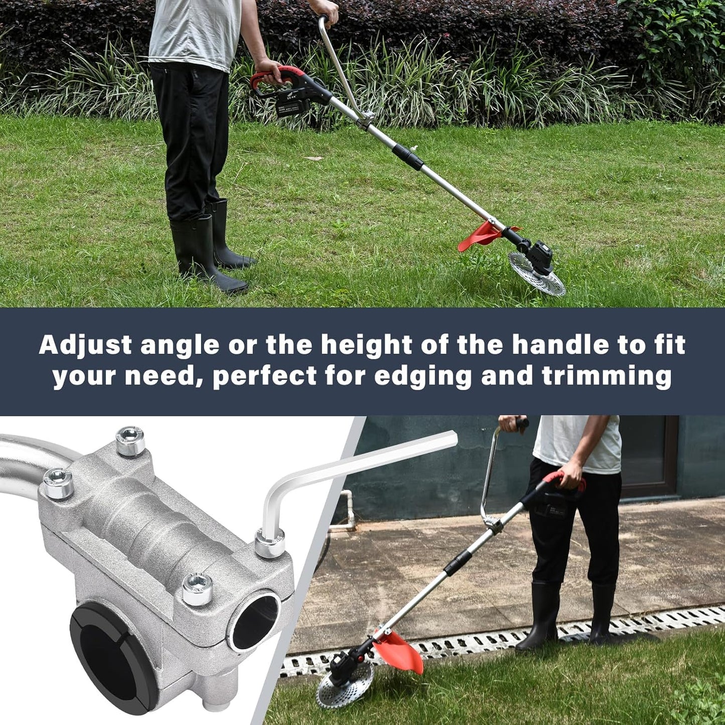 Ergonomic Trimmer Grip, String Trimmers Handle with Shoulder Strap Harness, Weed Eater Handle Extension with Bracket Clamp, Lawn Trimmer Handle Grip for Lawn Care, Landscaping, Yard Trimming Edging