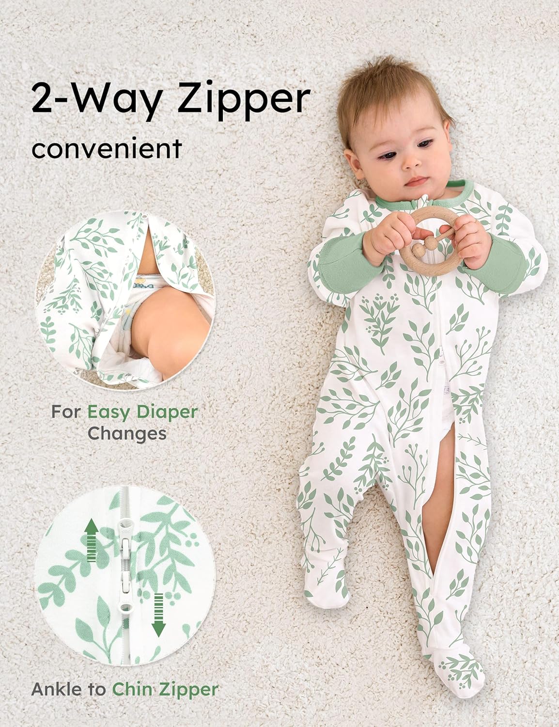 Yoofoss Baby Pajamas 100% Organic Cotton Baby Sleepers for Newborn 0-3 3-6 6-9 Months Boys Girl Clothes 3pcs Footed PJs
