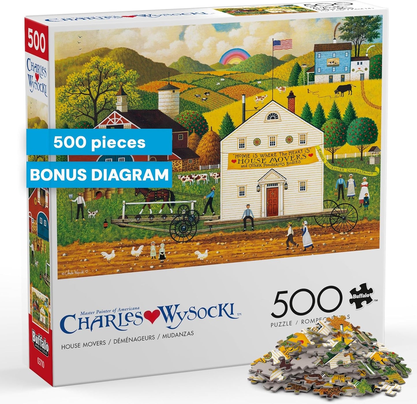 Buffalo Games – 500 Piece Charles Wysocki House Movers Jigsaw Puzzle Colorful Puzzle for Adults – Precision-Cut Pieces, Beautiful Artwork, and Hours of Relaxing Fun
