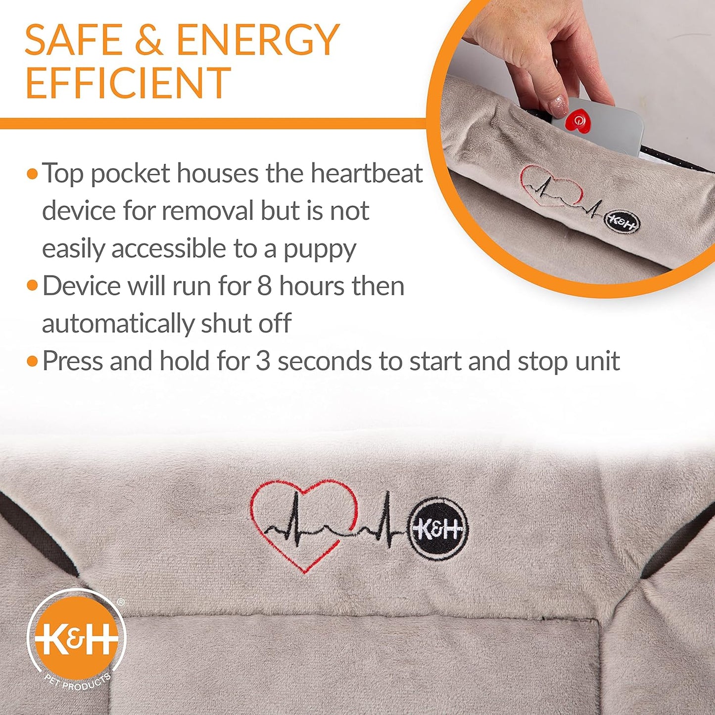 K&H Pet Products Mother’s Heartbeat Puppy Crate Pad Gray Fleece Small Breed beat 14 X 22 Inches
