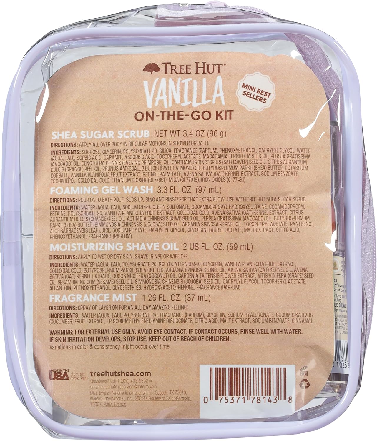 Tree Hut Mini Vanilla Everything Shower Gift Set, Easter Gifts for Women, Exfoliating Sugar Scrub, Foaming Gel Wash & Whipped Body Butter, Hydrating & Moisturizing Self-Care Gift Set for Smooth Skin