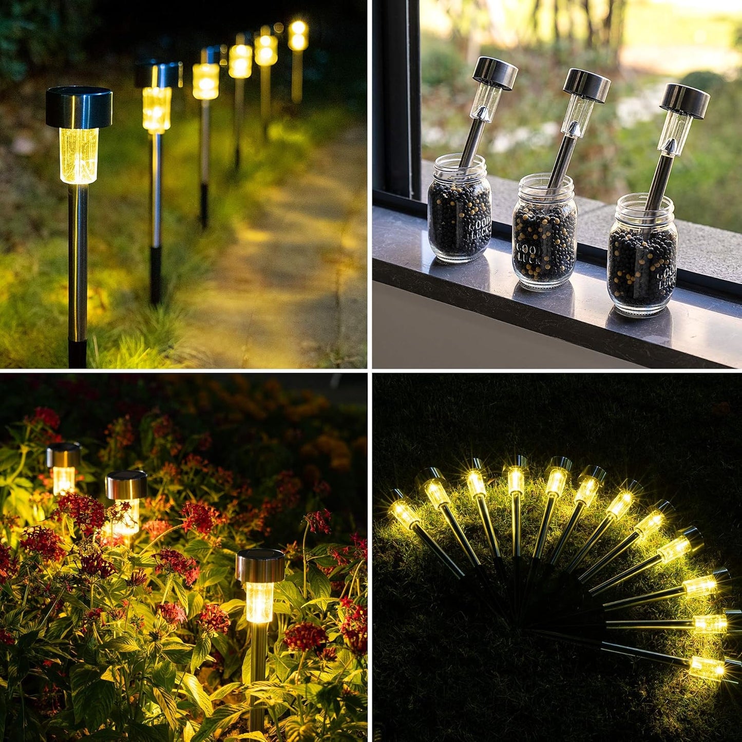 GIGALUMI Solar Pathway Lights, Stainless Steel IP44 Waterproof Auto On/Off Outdoor LED Solar Landscape Lights for Garden, Yard, Patio, Path and Walkway(12 Pack, Warm White)