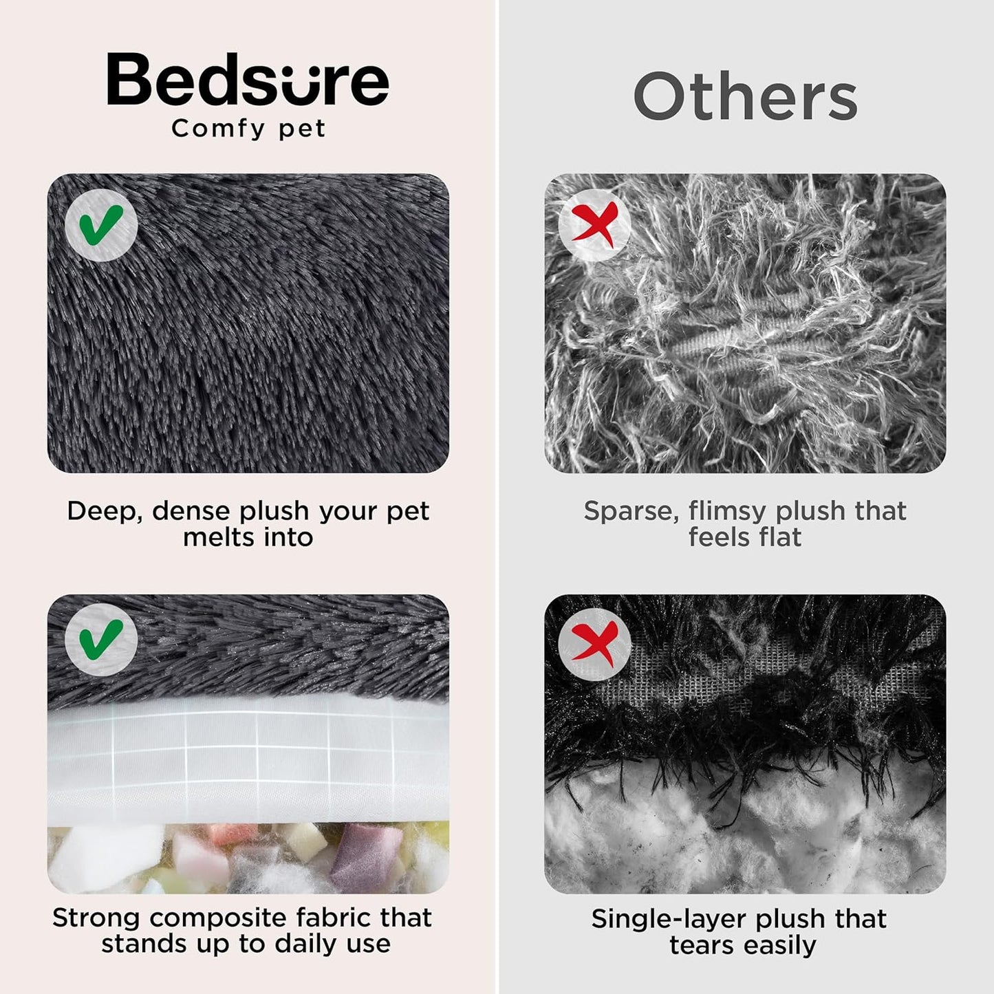 Bedsure Calming Dog Bed for Extra Large Dogs - 45in Donut Washable Large Pet Bed, Anti-Slip ＆Removable Cover,420GSM Round Anti-Anxiety Fluffy Plush Faux Fur, Fits up to 100lbs Pets,Plus Version