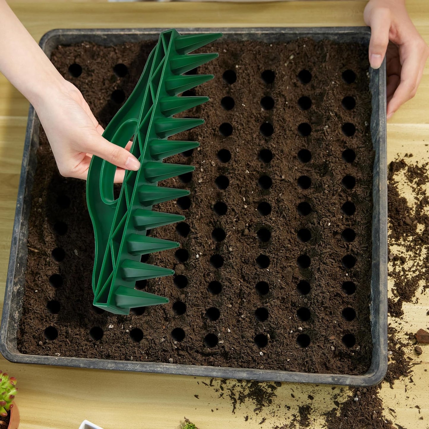 The Row Seeder by Seeding Square – Handheld Garden Tool for Precise Seed & Seedling Spacing in Rows & Seed Trays – for Vegetables, Flowers & Herbs. Durable & Ergonomic