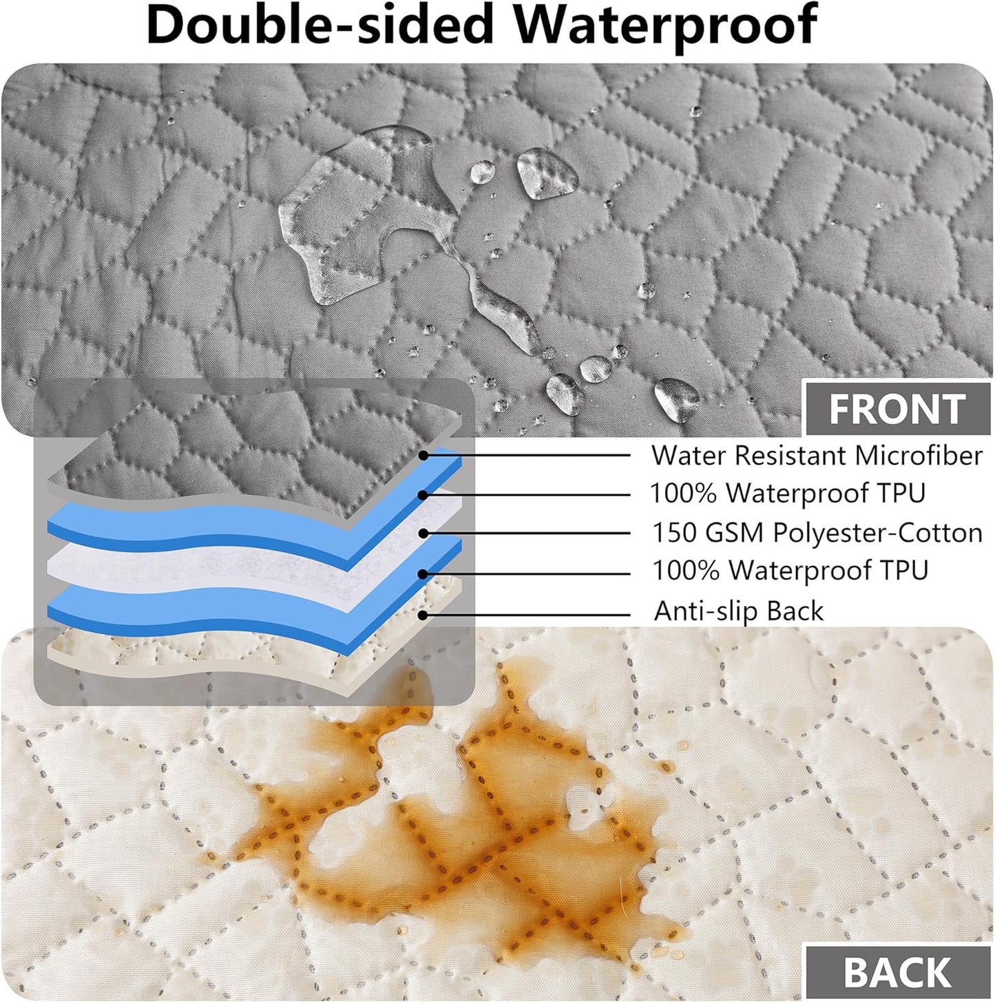 Waterproof Dog Blanket, Anti-Slip Pet Couch Sofa Cover Washable Bed Furniture Protector for Hair Resistant-52x82,Darkgrey