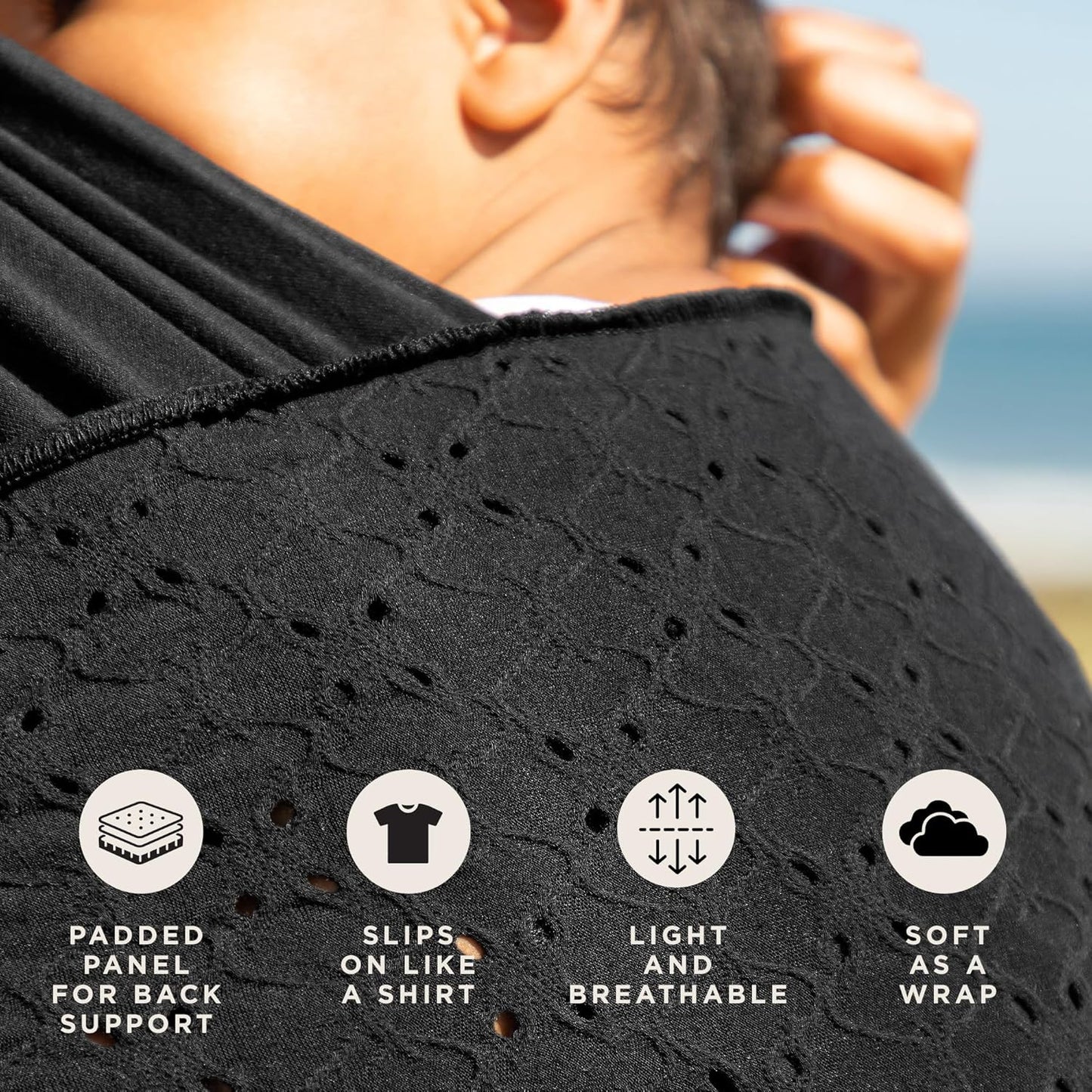 MOBY Easy Wrap Carrier by Petunia Pickle Bottom - Black Eyelet