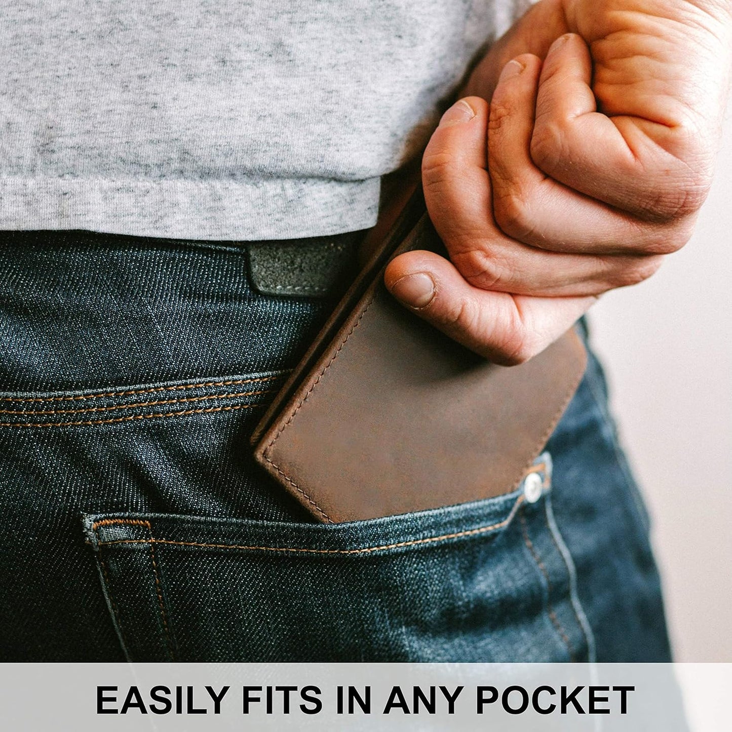 Top Grain Leather Wallet for Men | RFID Blocking | Extra Capacity Bifold Wallet with 2 ID Windows | Ultra Strong Stitching | Slim Billfold with 8 Card Slots | Gift for Him