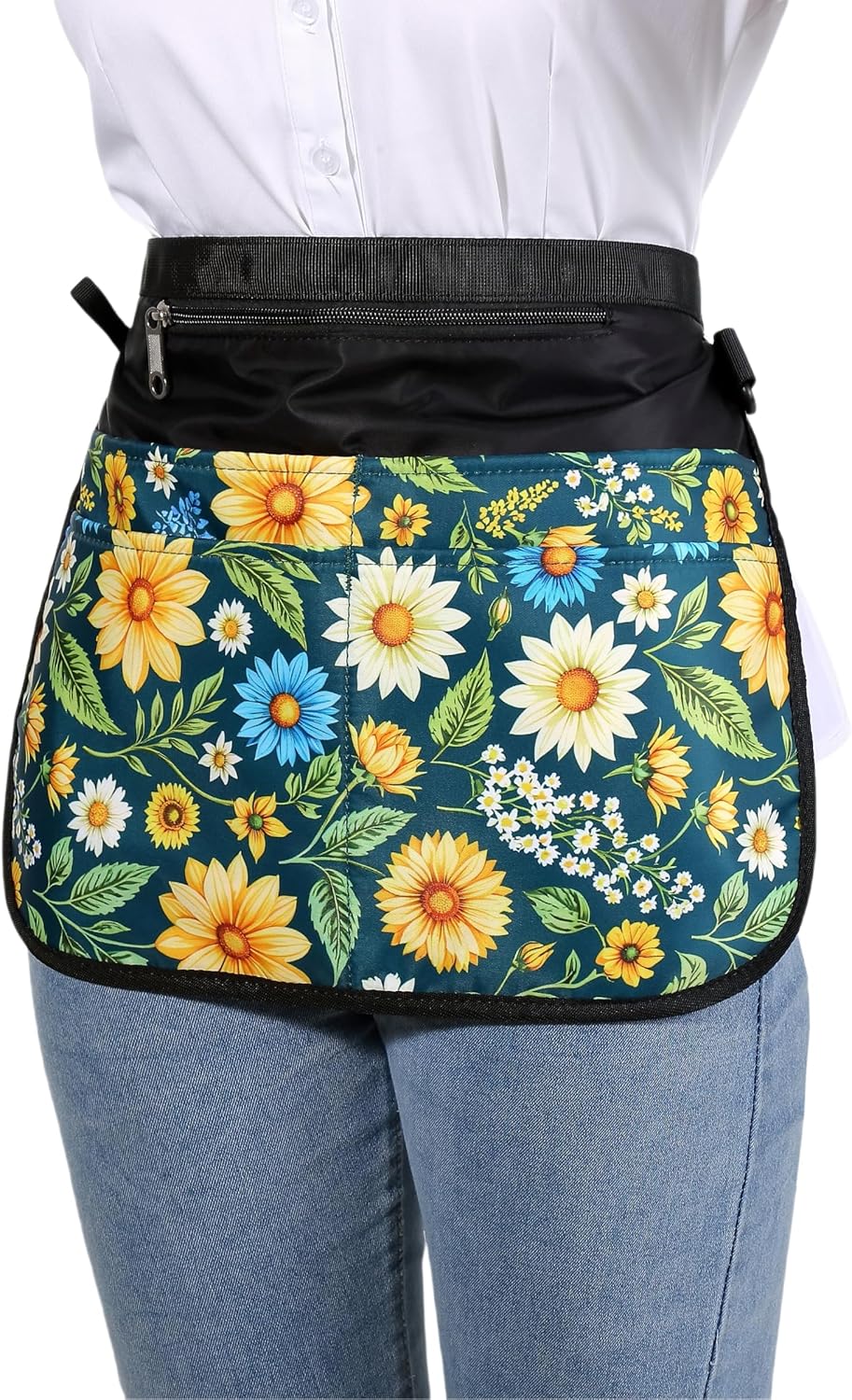 Garden Apron for Women with 5 Pocket,Half Florist Apron Harvesting Apron