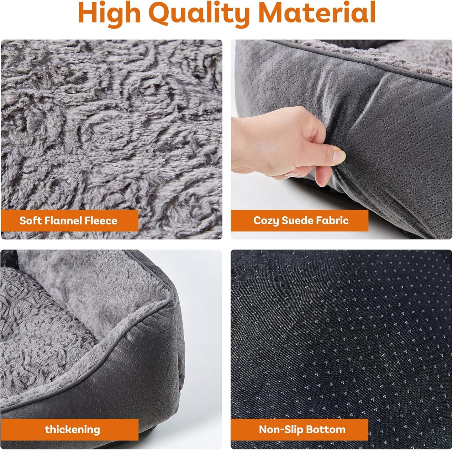 Dog Bed for Small Dogs Washable, Super Soft Durable Cat Bed, Warming Soft Calming Puppy Bed Pet Bed with Anti-Slip Bottom, Grey, 20 x 19 x 6inch