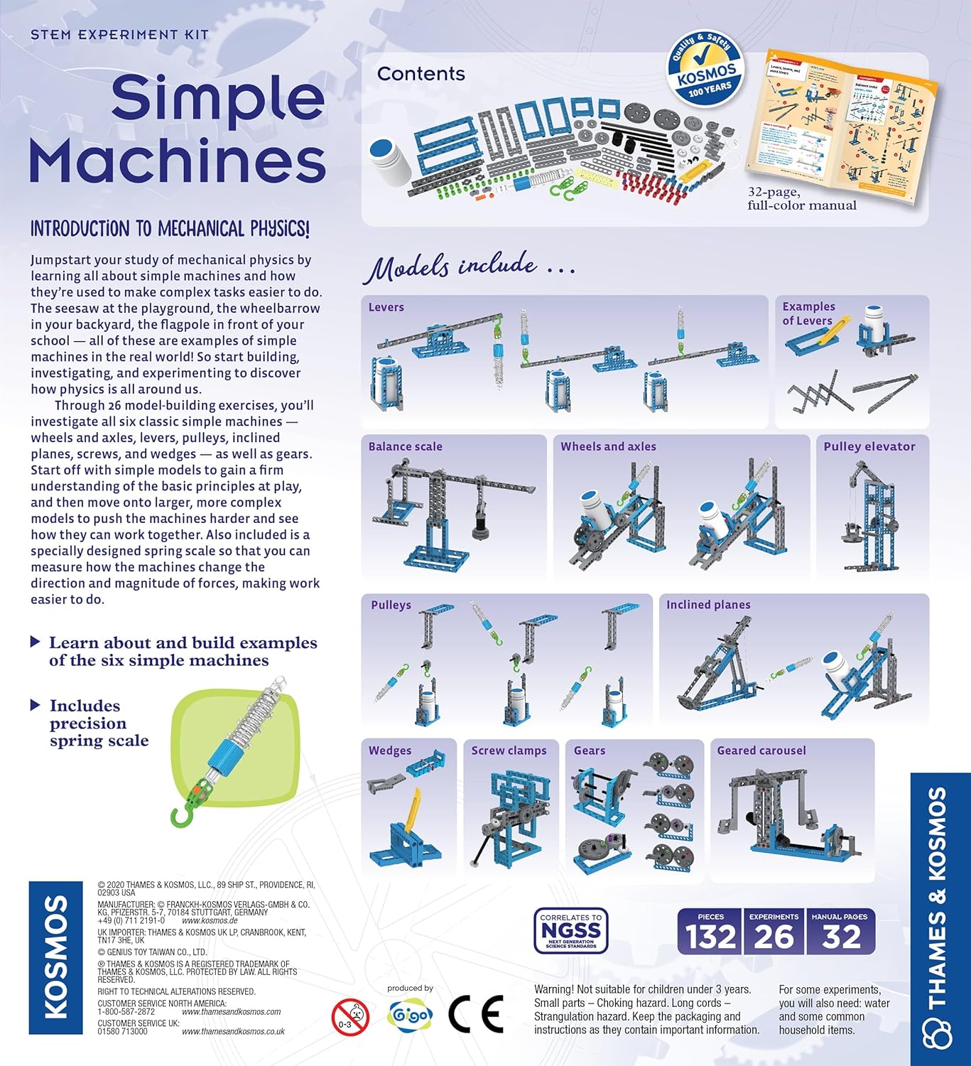 Thames & Kosmos Simple Machines Science Experiment & Model Building Kit, Introduction to Mechanical Physics, Build 26 Models to Investigate The 6 Classic Simple Machines