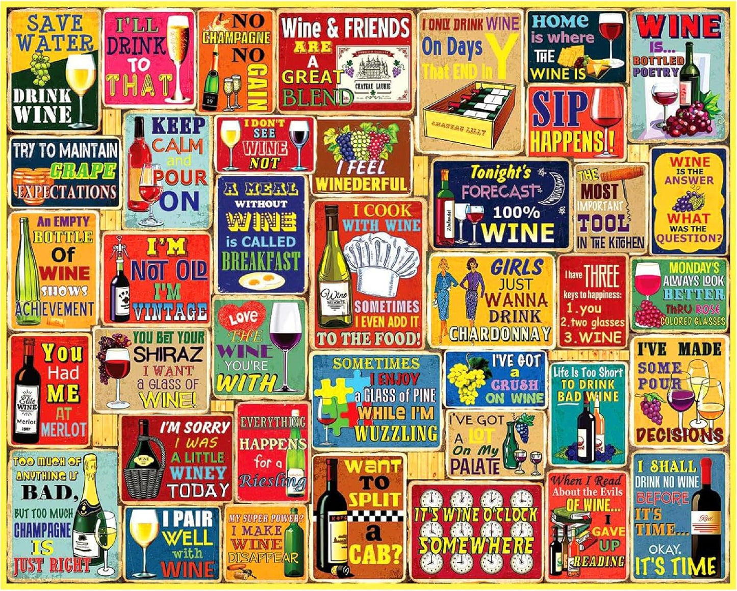 White Mountain 1000 Piece Jigsaw Puzzle Funny Wine Sayings Collage Puzzles with Large Pieces for Adults and Family 24"x30" - I Love Wine