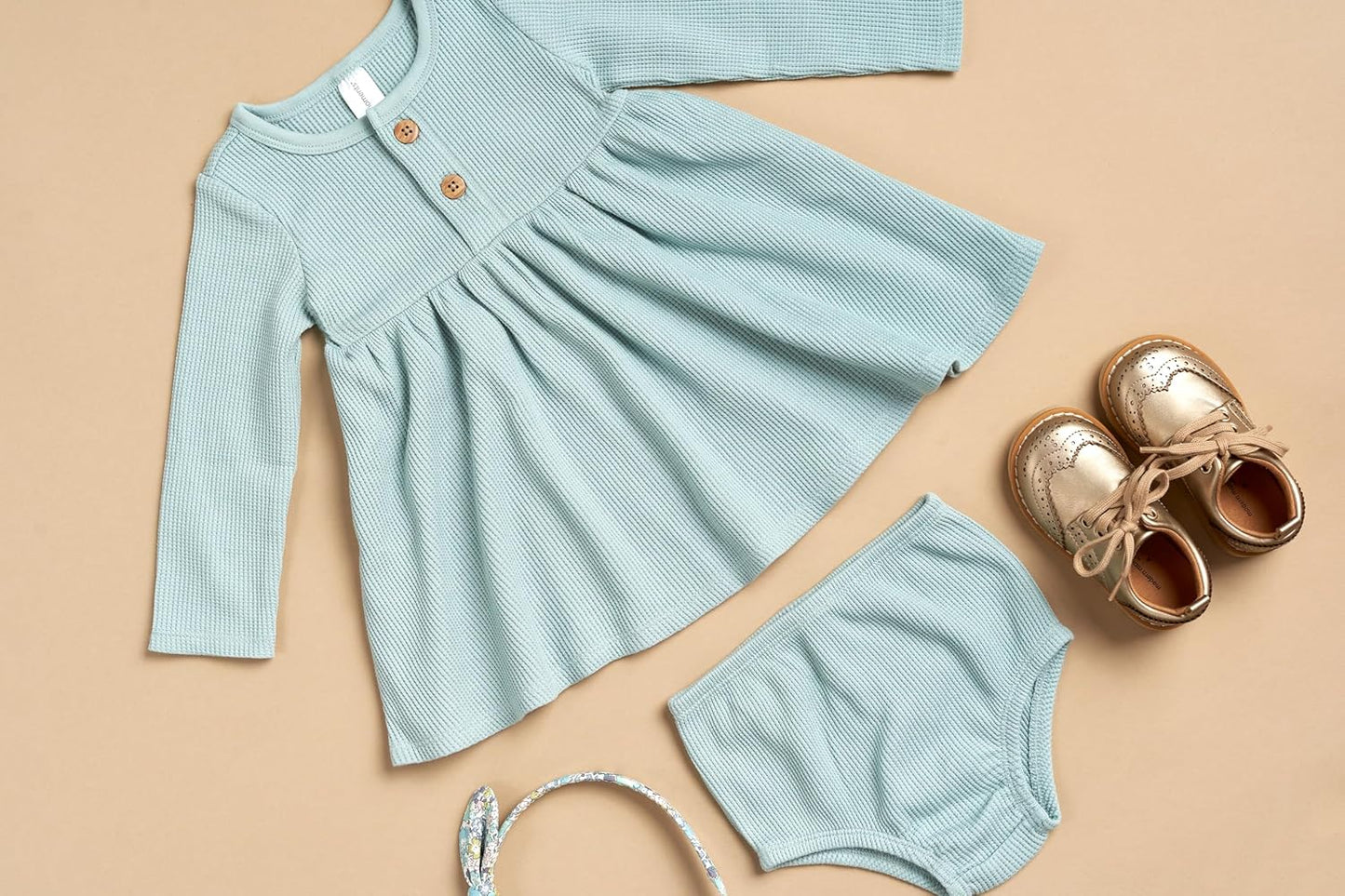 Modern Moments by Gerber Baby Girls' Mini Waffle Dress With Diaper Cover Set