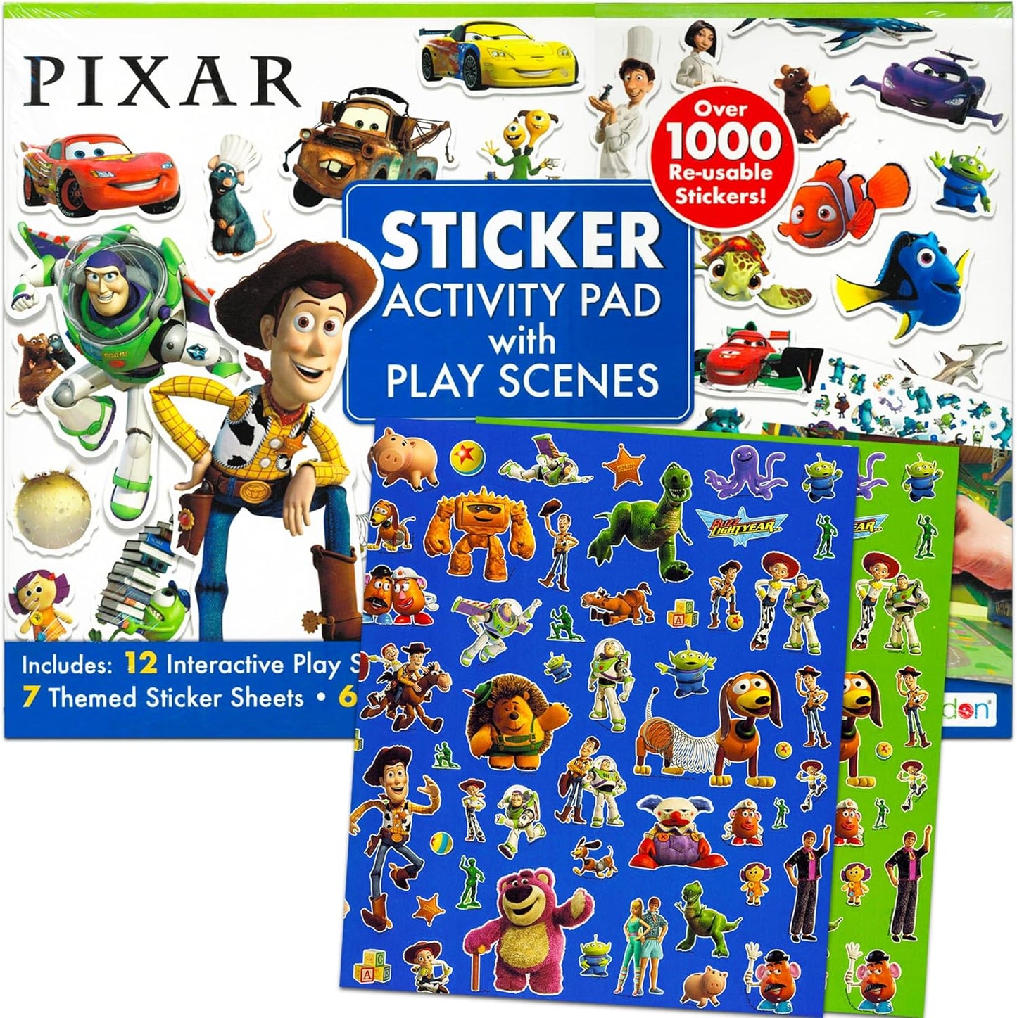 Pixar Create a Scene Book for Kids - Activity Kit Includes 1000+ Stickers from Toy Story, Monsters Inc., Cars, and More | Pixar Activity Book for Girls, Boys