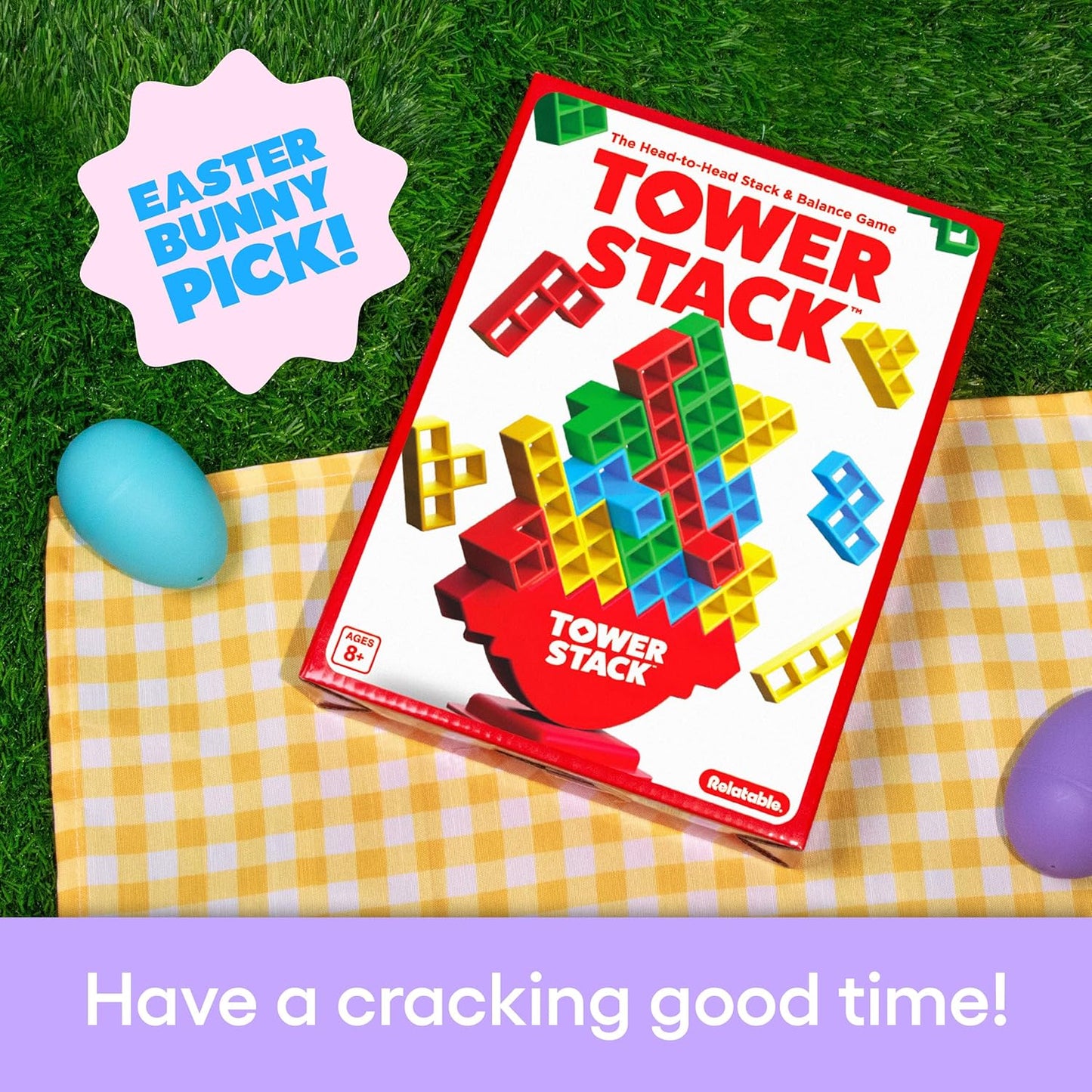 Tower Stack by Relatable, Exciting Tower Game for Kids & Adults Family Game Night, Fun Stacking and Building Toys, Includes 36 Cards, 24 Blocks, 1 Tower Body, 1 Tower Stand, and Instructions