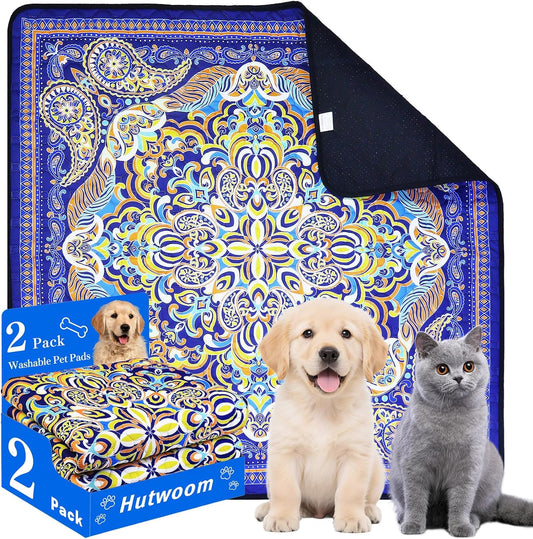 Reusable Pets Underpads, 2 Pack 18"x25" Washable Pee Pads for Dogs, Heavy Absorbency, Non-Slip and Leak-Proof Puppy Pee Mat for Crate, Couch, Floor and Pet Housebreaking