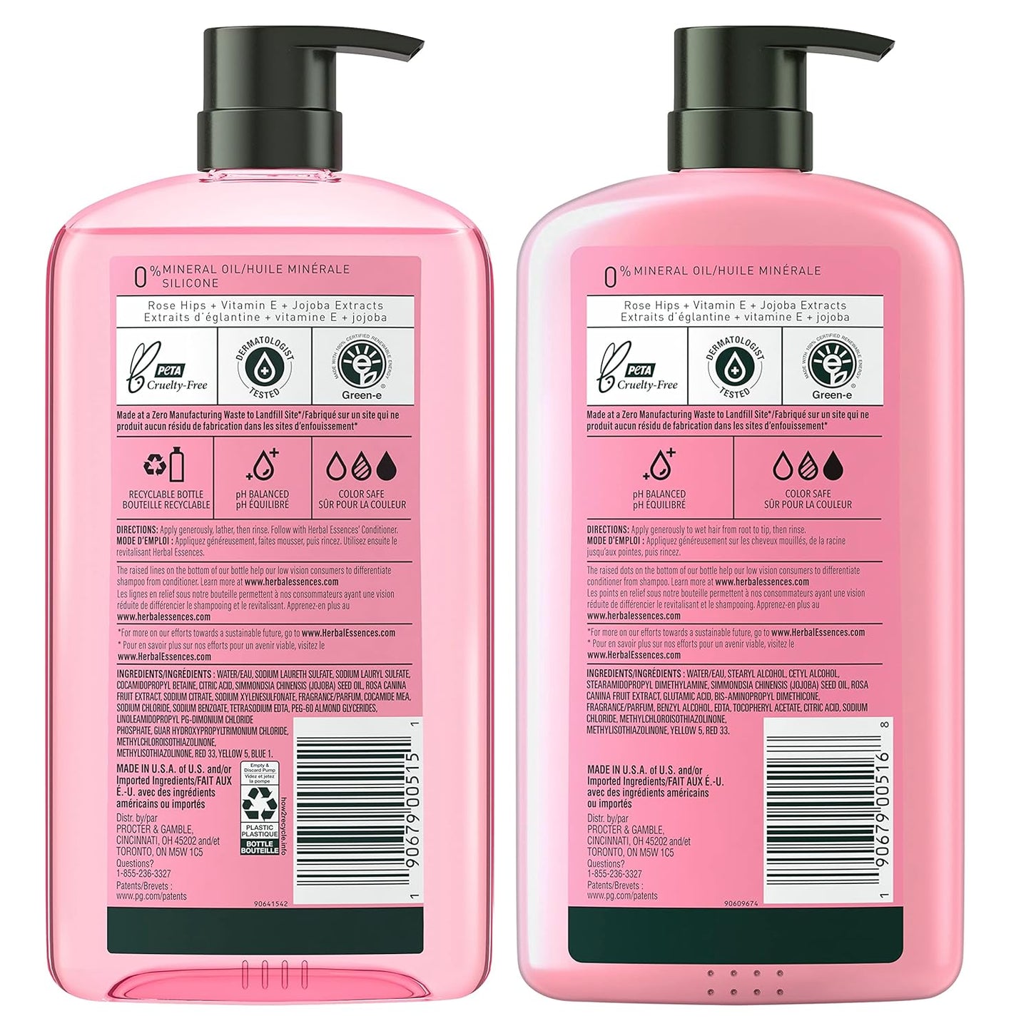 Herbal Essences Shampoo & Conditioner Set, Rose Hips - Smooth Collection, Paraben-Free, Color-Safe, Shiny Hair with Jojoba & Vitamin E, 29.2 Fl Oz Each, 2-Pack