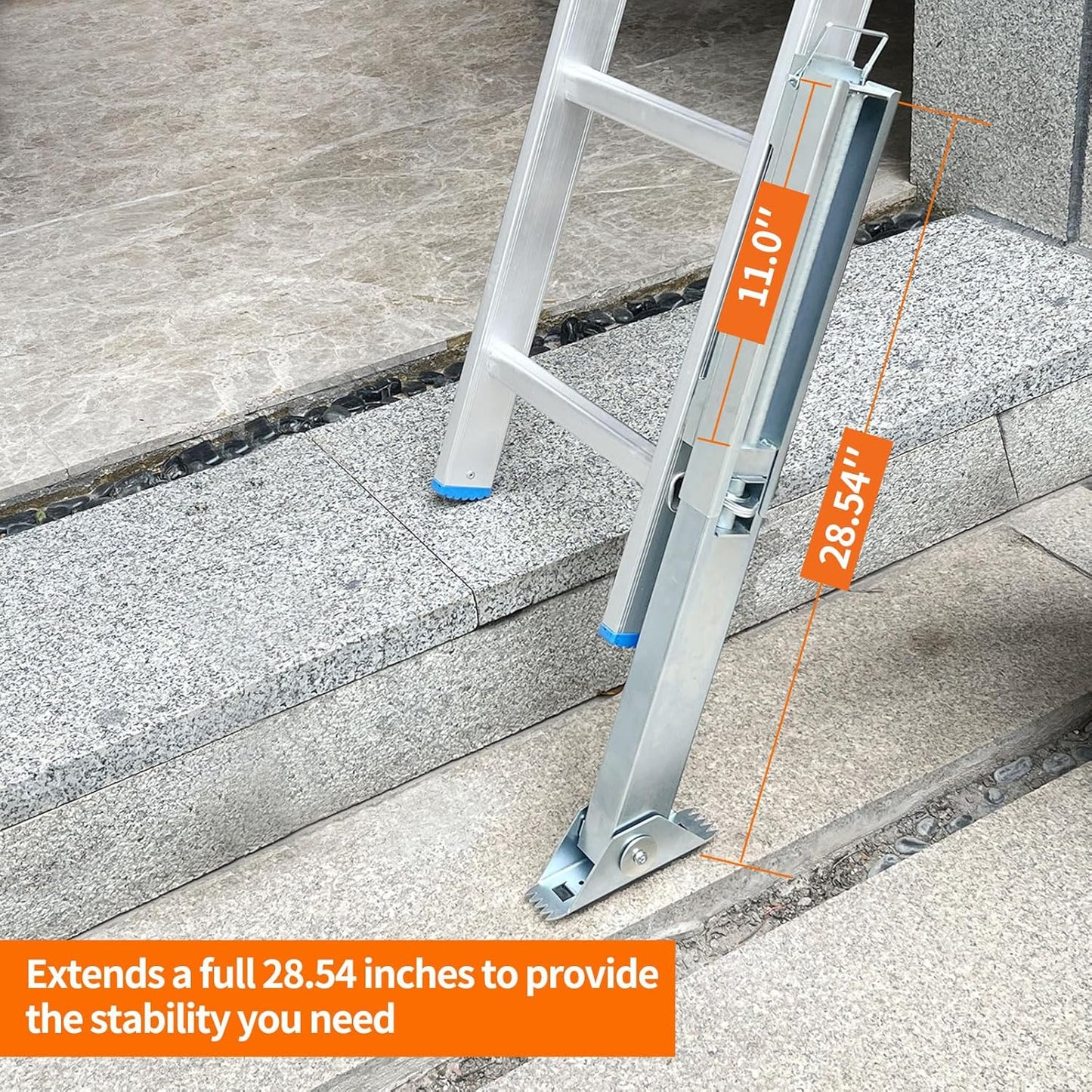 Ladder Leveler Pair for Extension Ladder, Adjustable Extension Ladder Leg Ground Leveler, with Anti-Slip Pattern Steel Pole,Ladder Levelers for Extension Ladders