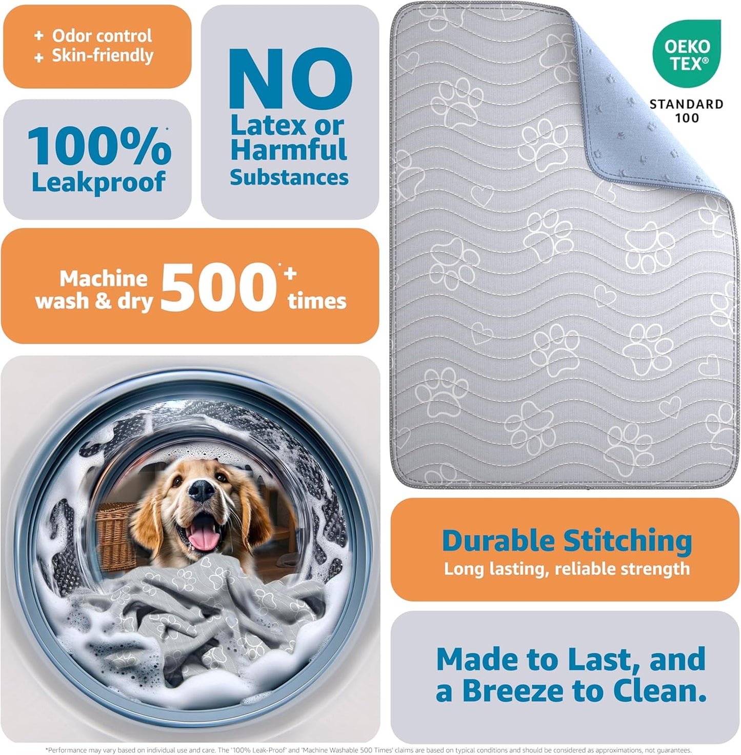 IMPROVIA® Extra-Large Waterproof Dog Mat – Jumbo Washable Playpen Floor Protector, Non-Slip Pet Pad, Heavy-Duty 72”x72”