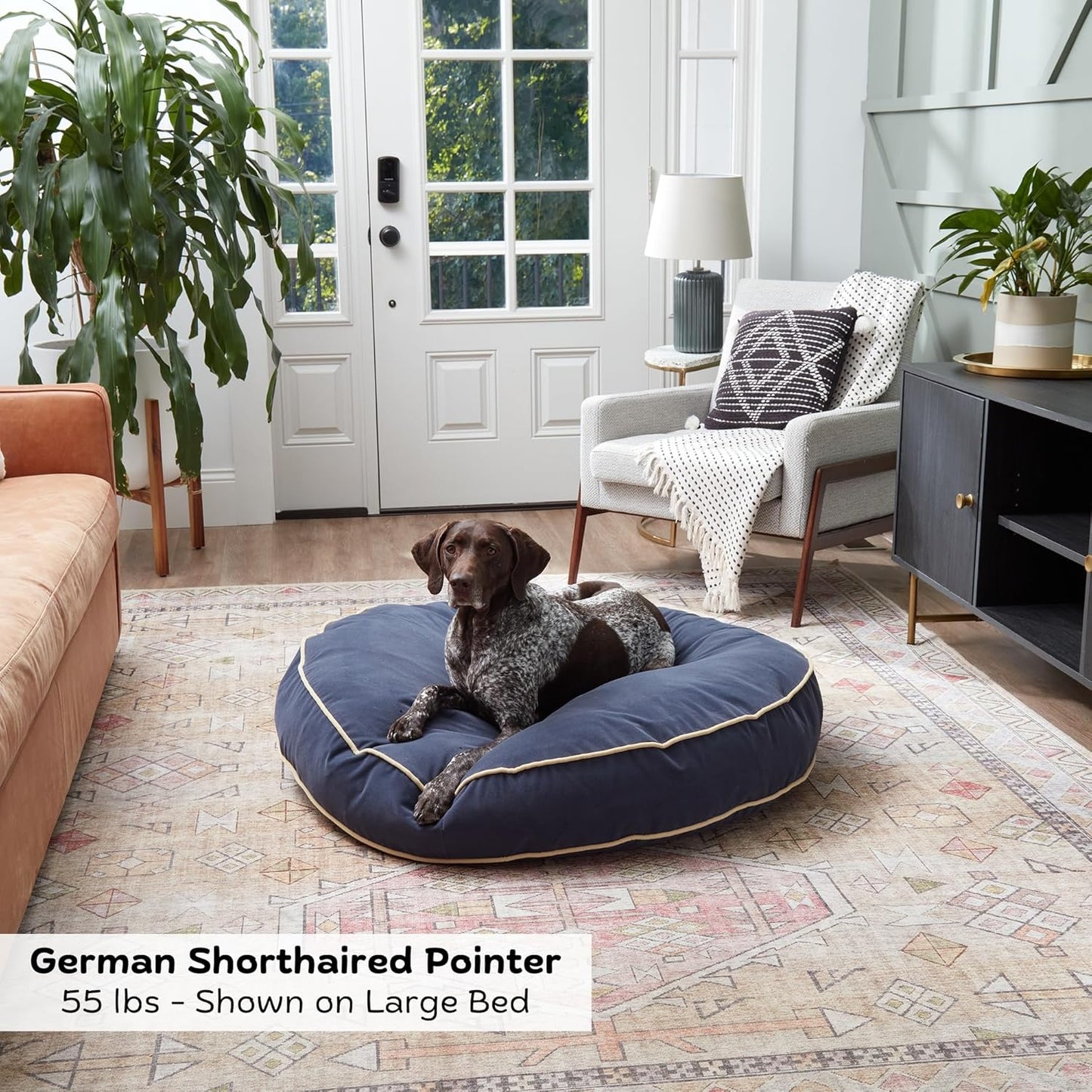 Happy Hounds Scout Round Reversible Pillow Dog Bed, Large (42" x 42"), Cobalt