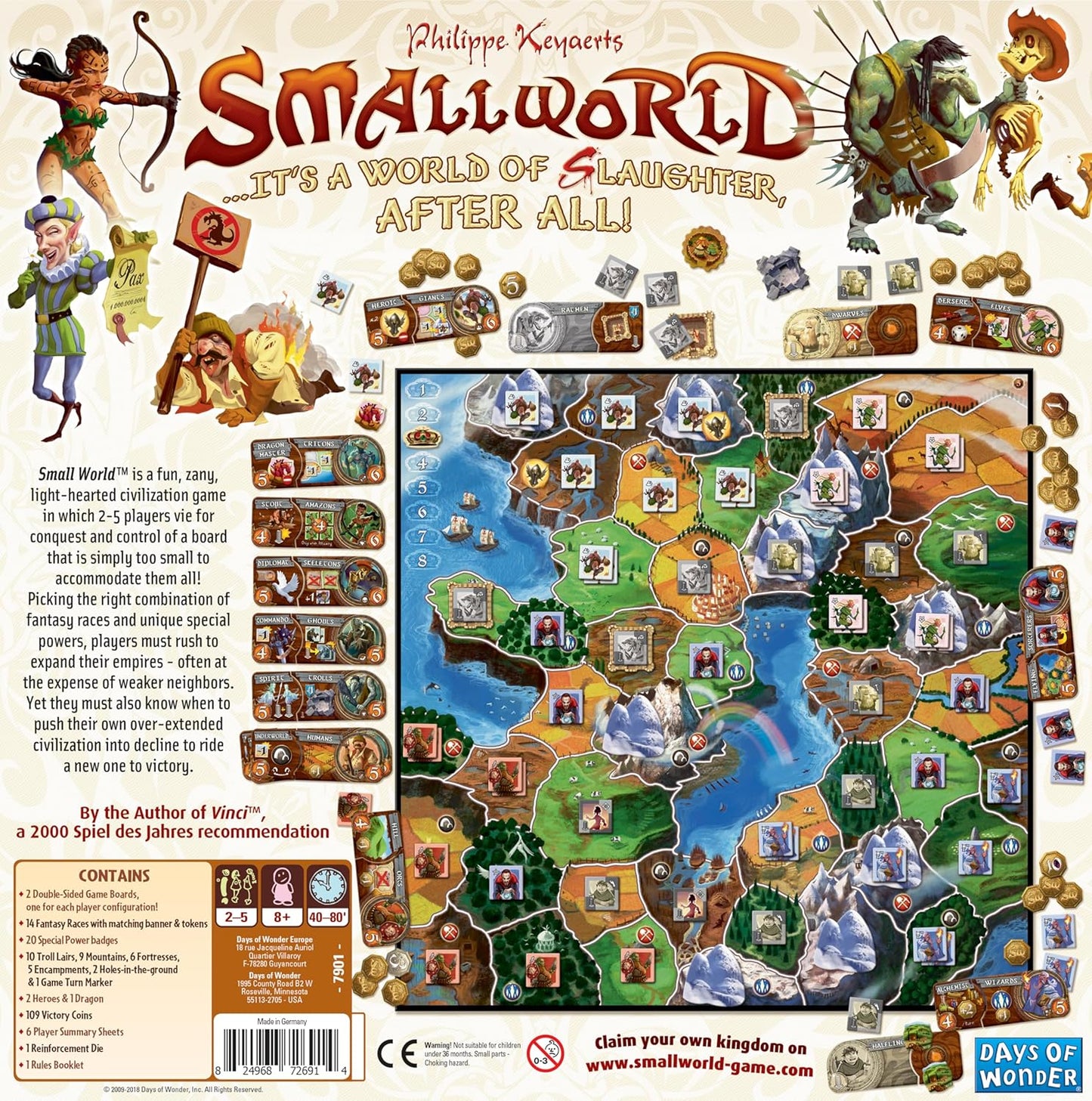 Asmodee Small World Board Game - Fantasy Area Control & Strategy Game with Magical Creatures, Special Powers, Family Game for Kids & Adults, Ages 8+, 2-5 Players, 40-80 Min Playtime