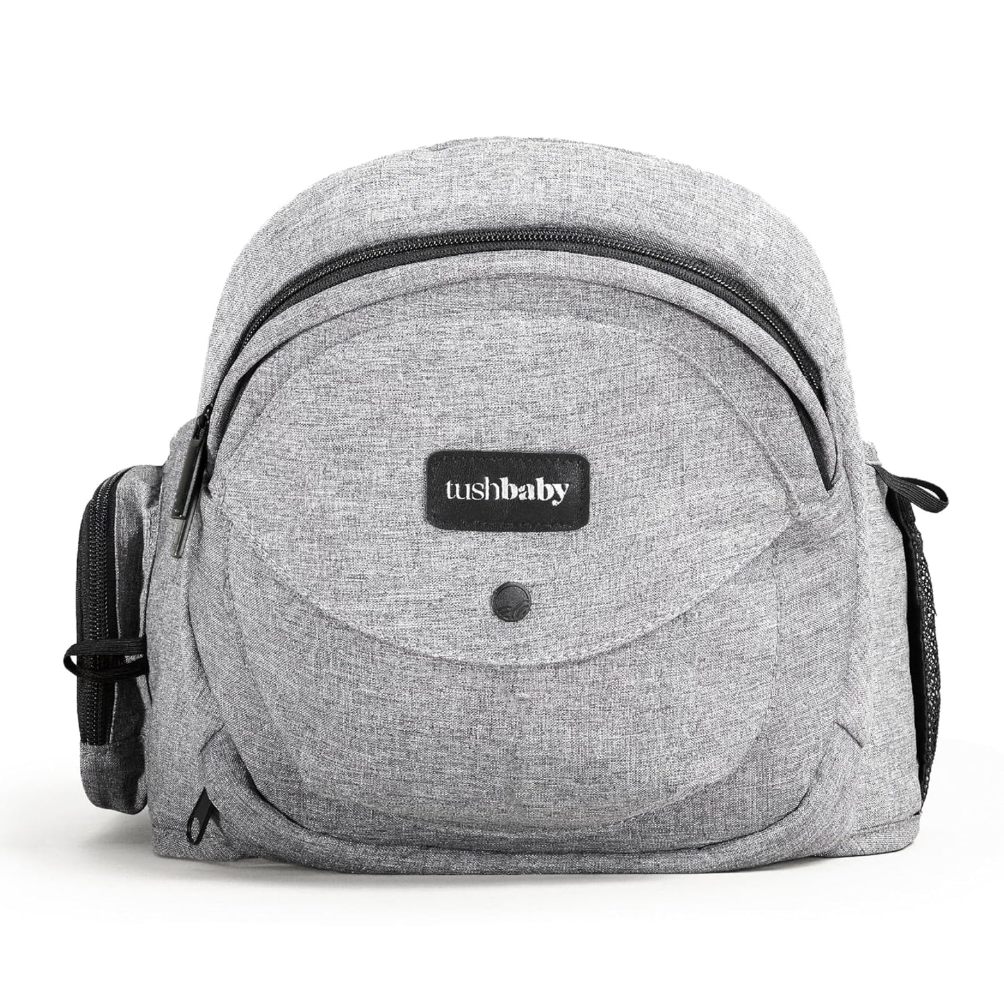 Tushbaby Original Hip Seat Baby Carrier for Babies & Toddlers up to 45 lbs, Safety Certified, Lightweight No-Foam Design with Storage, Grey