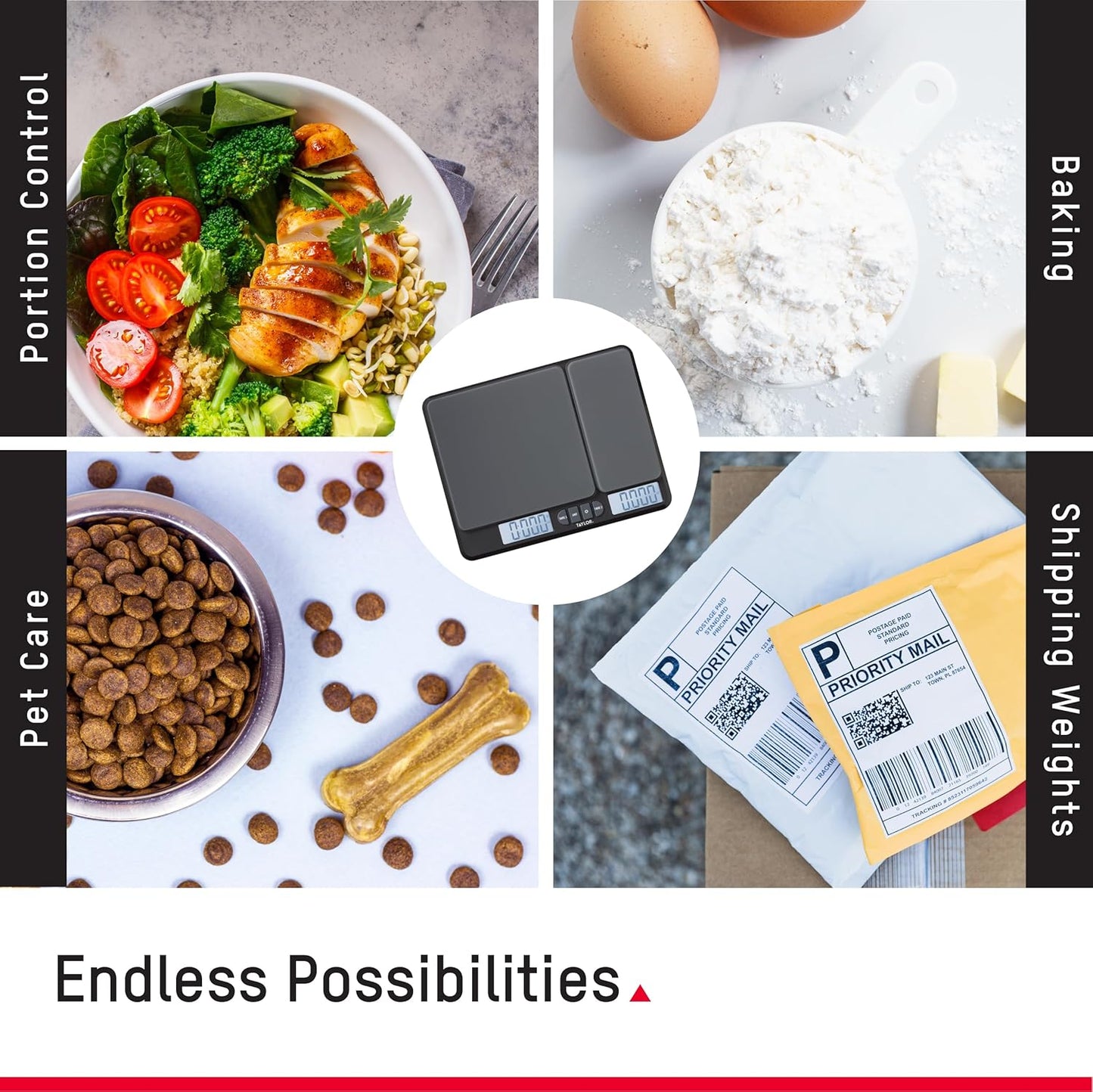 Taylor Dual Platform Food Kitchen Scale, Digital Grams and Ounces for Weight Loss, Baking, Cooking, Meal Prep, Spices, and Coffee, Backlit Display, Glass Platforms, 15lb, and 16oz Capacity, Black