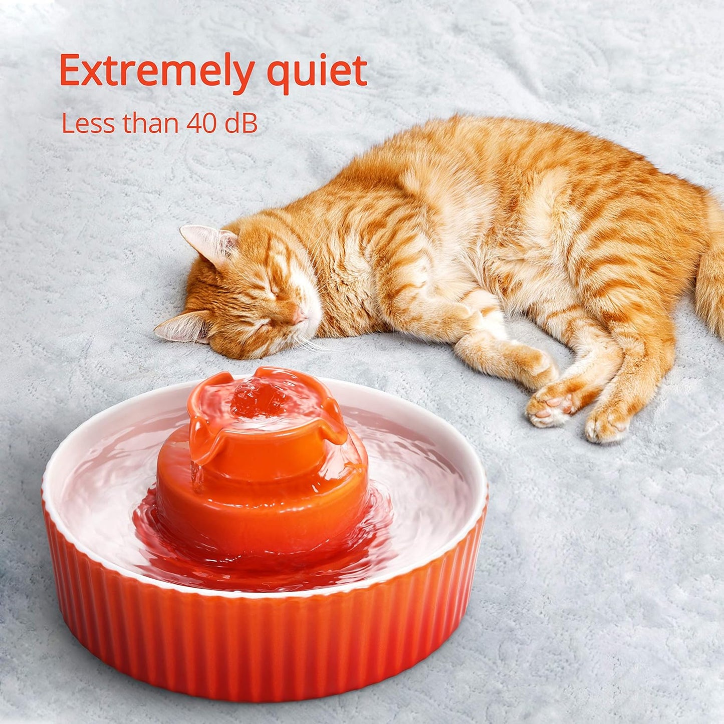 Cupcake Cat Water Fountain Porcelain, Cat Fountain for Dog and Cat (Orange)