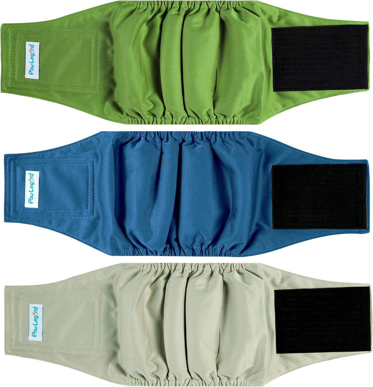 Paw Legend Washable Dog Belly Band Wrap Diapers for Male Dog | High Absorbing Puppy & Doggy Diapers Male (3 Pack,Army,Grey,Navy,Small)