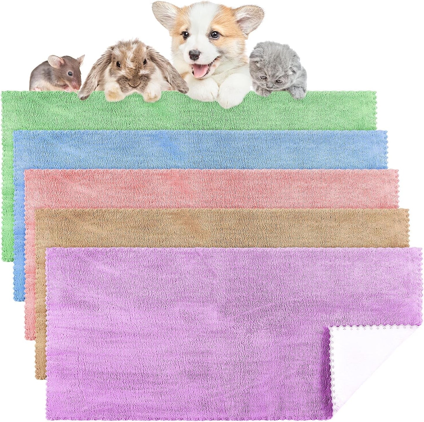 5 Pcs Waterproof Guinea Pig Blankets Washable Small Animal Pee Pad Pet Blanket Sleep Bedding Mats Absorbent Guinea Pig Cage Liner Reusable Pet Sleep Pad(Colorful,18" X 24",Classic)