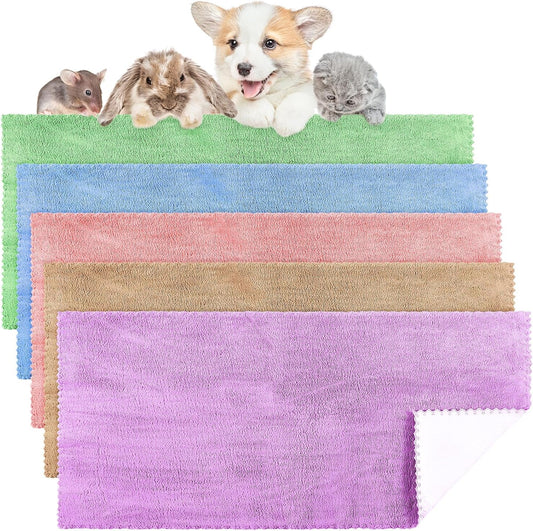 5 Pcs Waterproof Guinea Pig Blankets Washable Small Animal Pee Pad Pet Blanket Sleep Bedding Mats Absorbent Guinea Pig Cage Liner Reusable Pet Sleep Pad(Colorful,18" X 24",Classic)