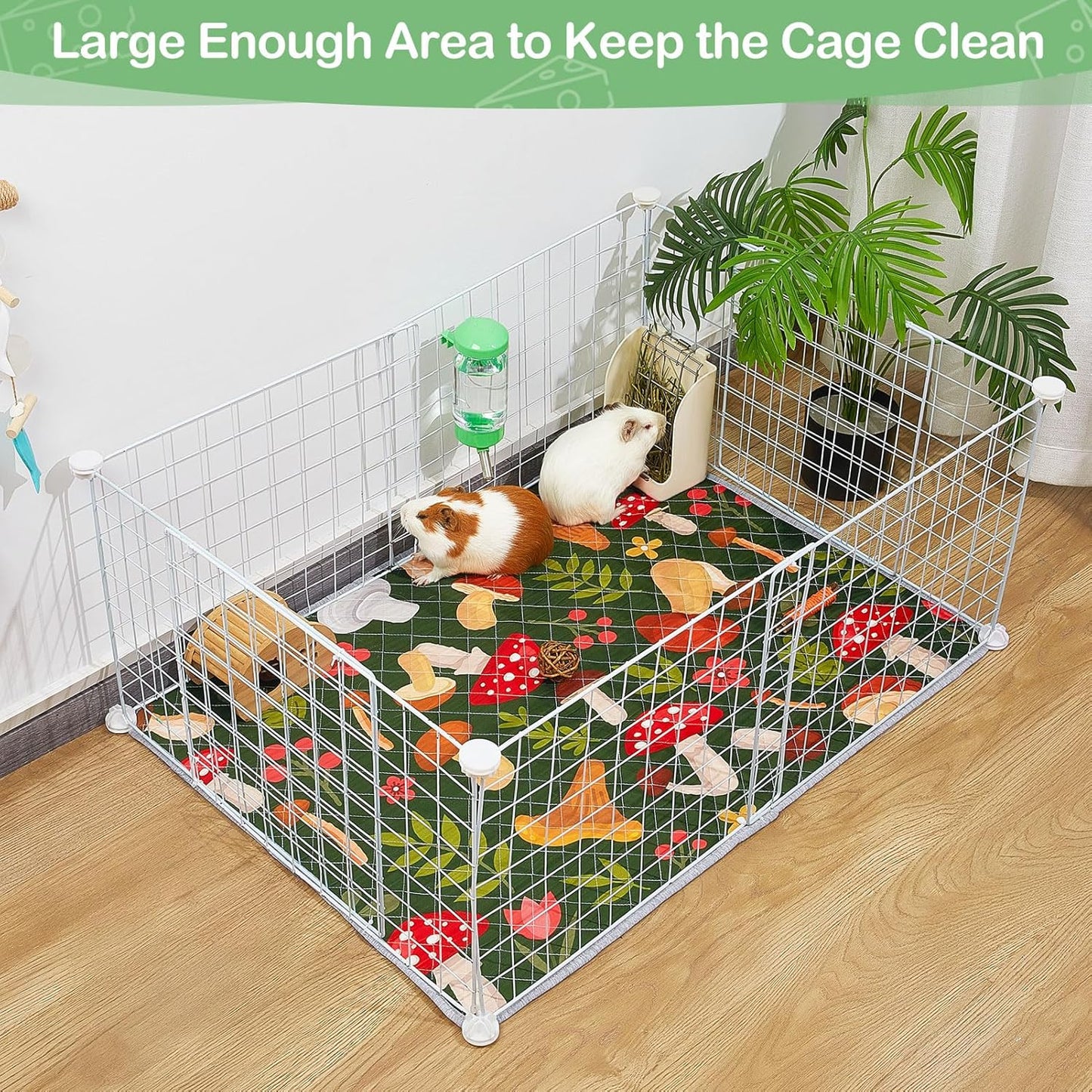 2 Pack Guinea Pig Bedding, Washable Guinea Pig Cage Liner Reusable Guinea Pig Mat Waterproof Guinea Pig Bedding for Cage, Super Absorbant Guinea Pig Pee Pads for Small Animals Hamster Rabbit Squirrel