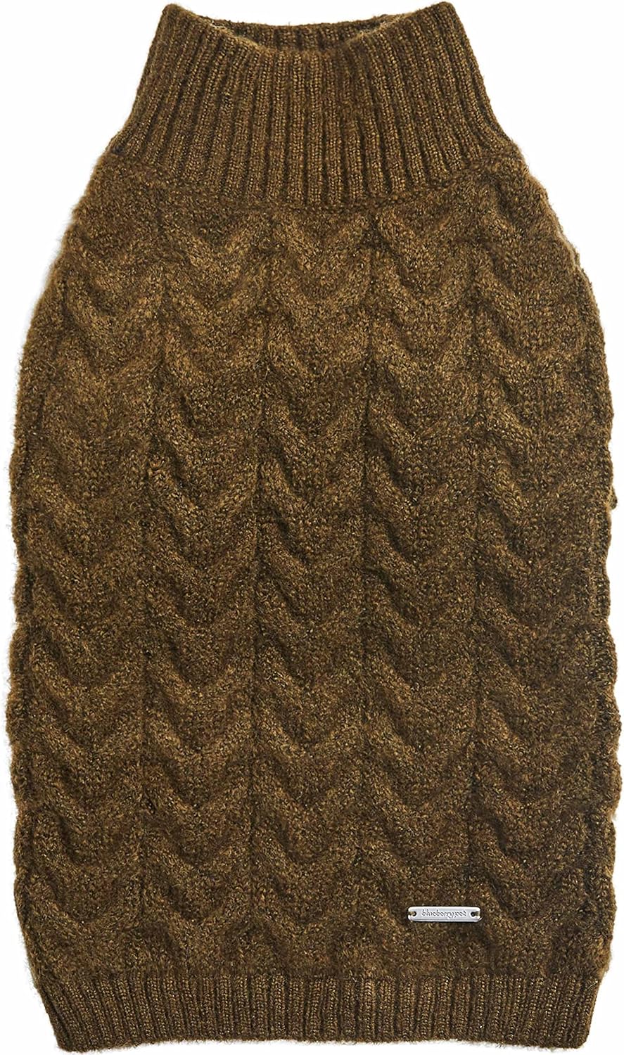 Blueberry Pet Classic Fuzzy Knit Dog Sweater, Turtle-Neck Christmas Style, Dark Olive, 12” Back Length, Lightweight & Cozy