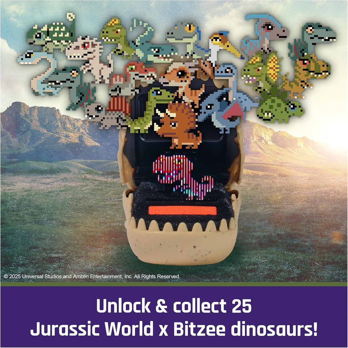 BITZEE, Jurassic World Interactive Dinosaur Toy with 25 Dinosaurs Inside, Great for Easter Gifts, Digital Pet Reacts to Touch, Pods Connect & Interact