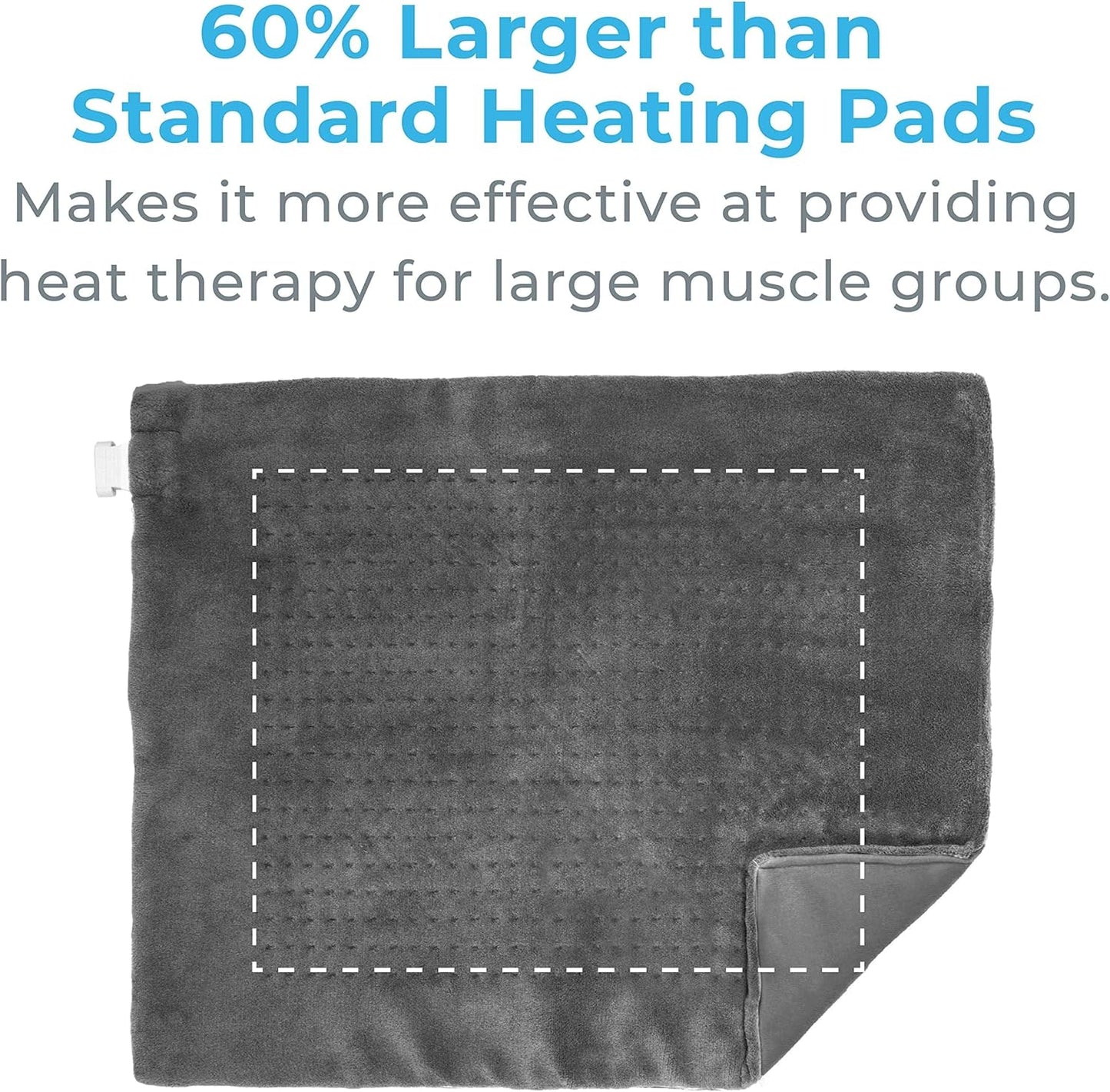 Pure Enrichment PureRelief Ultra-Wide Microplush Heating Pad - 20” x 24” XXL Size & 6 Heat Settings for Temporary Neck, Shoulder & Back Pain Relief - Moist Heat Option & Machine Washable (Gray)