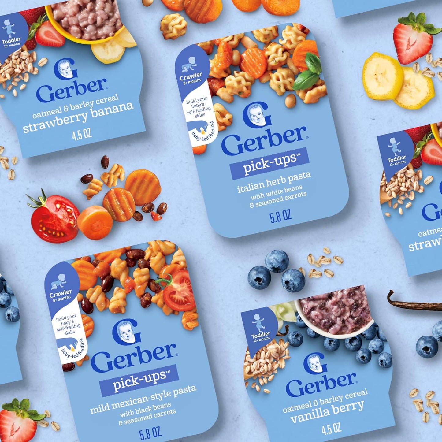 Gerber Baby Food, Stage 3 Food for Babies, Toddlers, Baby Led Feeding, Finger Foods for Babies, Italian Herb Pasta, 6 Pack