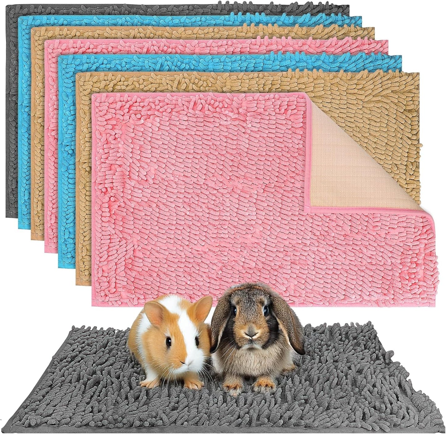 8 Pack Guinea Pig Cage Liner, 16x24 Inch Washable Fleece Bedding Pee Pads, Non-Slip Reusable Training Pad Animal Sleeping Bedding Mat for Bunny, Rabbit, Hamster, Chinchilla Cage