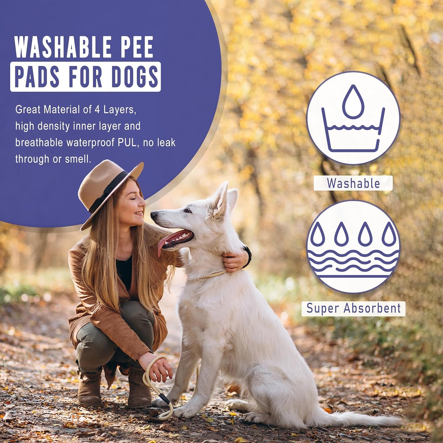 Reusable Pee Pad for Dogs - 2 Pack Blue Super Absorbent Whelping Pad Reusable Puppy Training Pads with Pet Grooming Gloves, Waterproof, Leak-Proof & Non-Slip (34 x 36)
