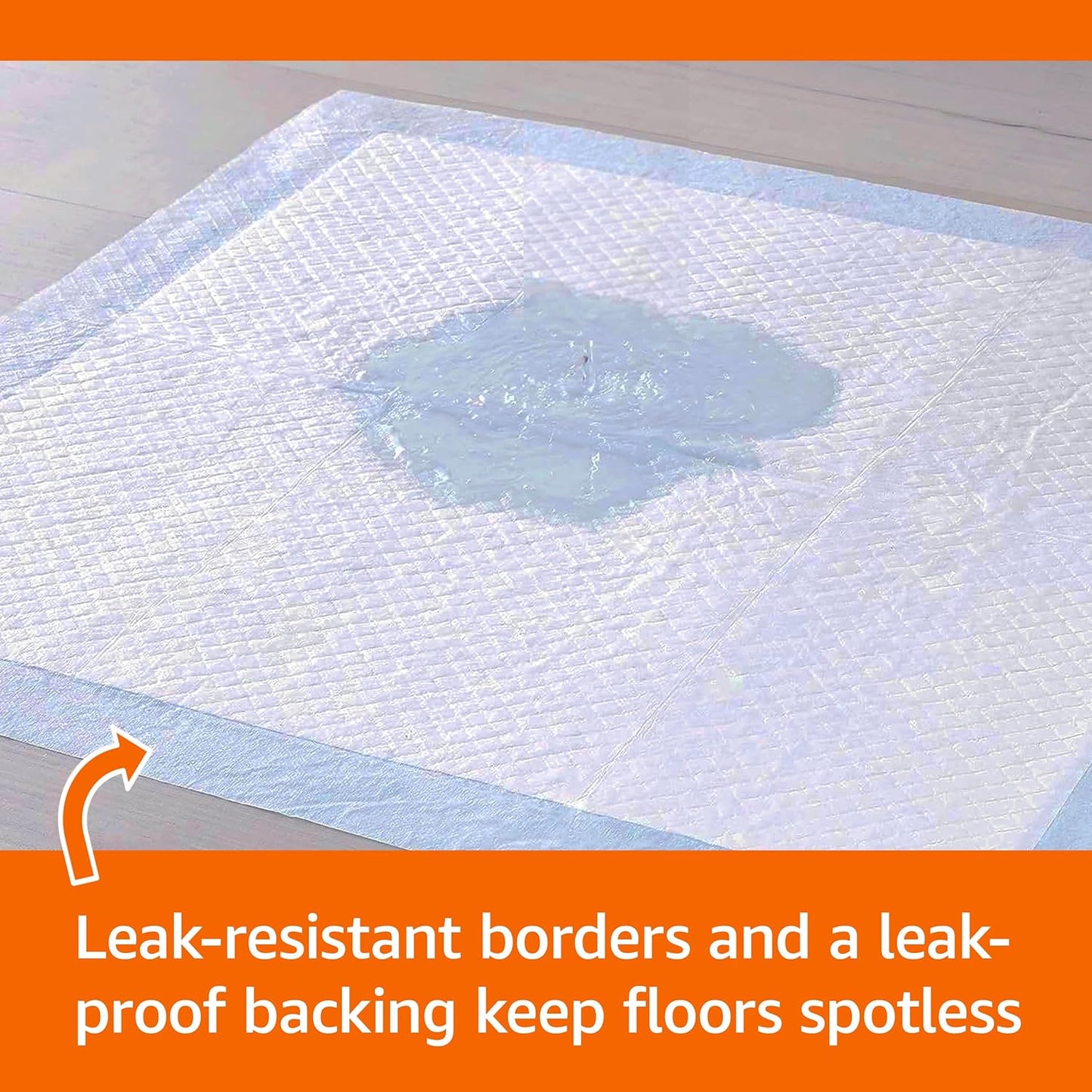 Amazon Basics Scented Dog and Puppy Potty Training Pee Pads, 5-Layer Leak-Proof Super Absorbent with Quick-Dry Surface, Regular Size 22 x 22 Inch, Blue, 150 Count