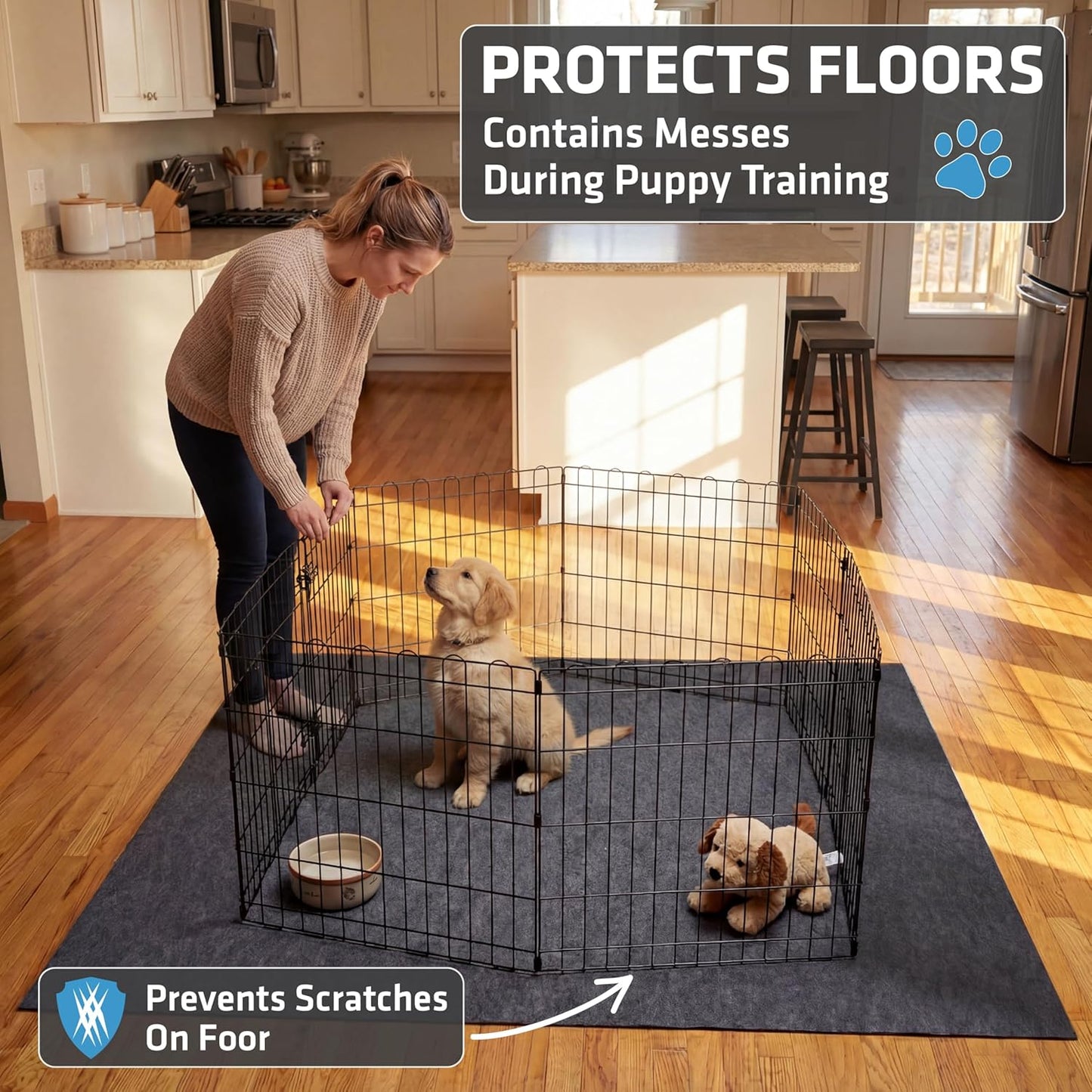 Drymate Jumbo Dog Playpen Mat (60x74), Super Absorbent, Waterproof, Slip-Resistant, Machine Washable, Reusable Puppy Pad for Training, Whelping, Housebreaking, Incontinence, Crate, Kennel (USA Made)