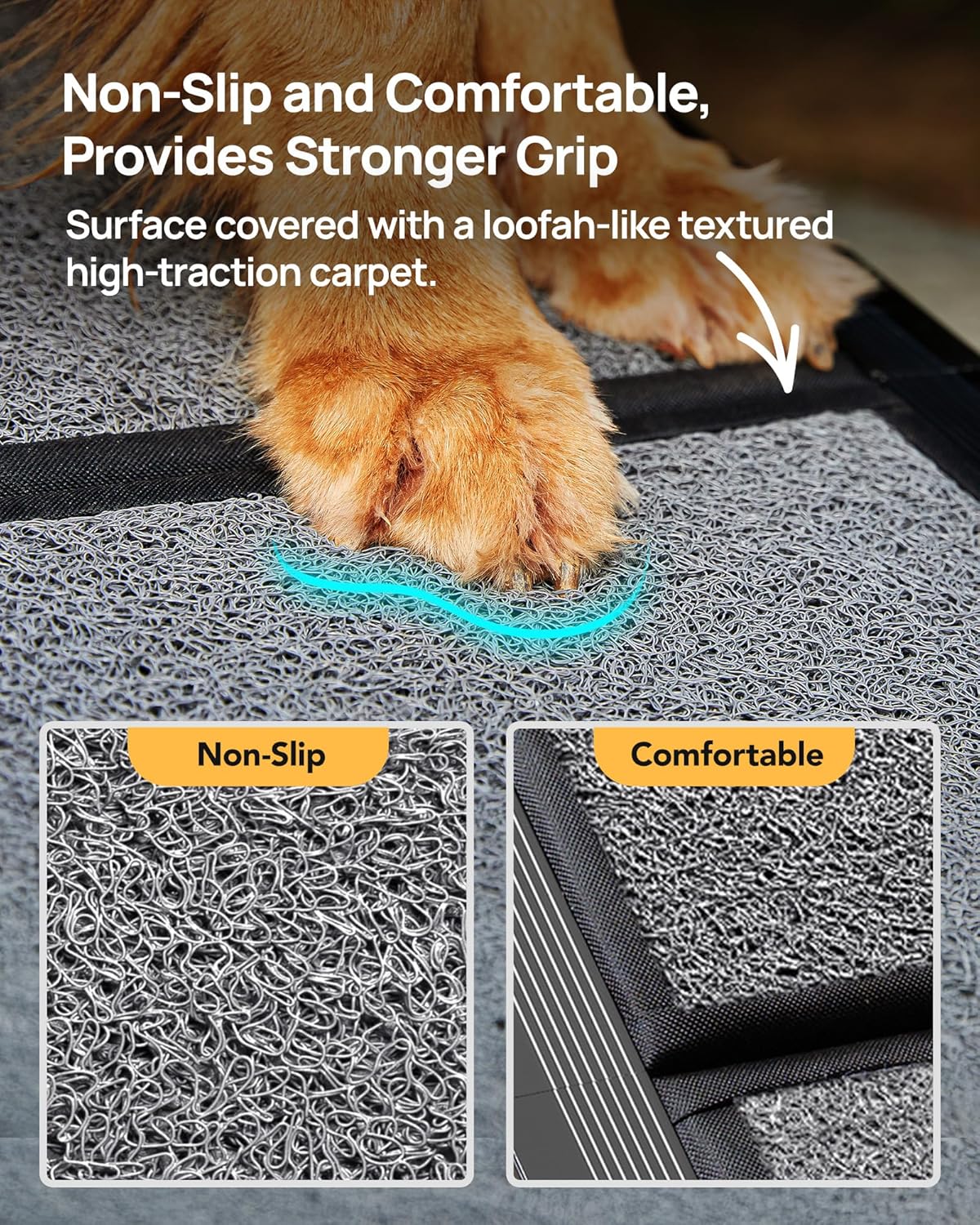 Upgraded Dog Ramp for Car 71'' X-Long & 19.7" Wider Folding Dog Ramps for Large Dogs with Non-Slip Rug Surface Portable Doggy Ramps for SUV Car & Truck, Up to 250 LBS