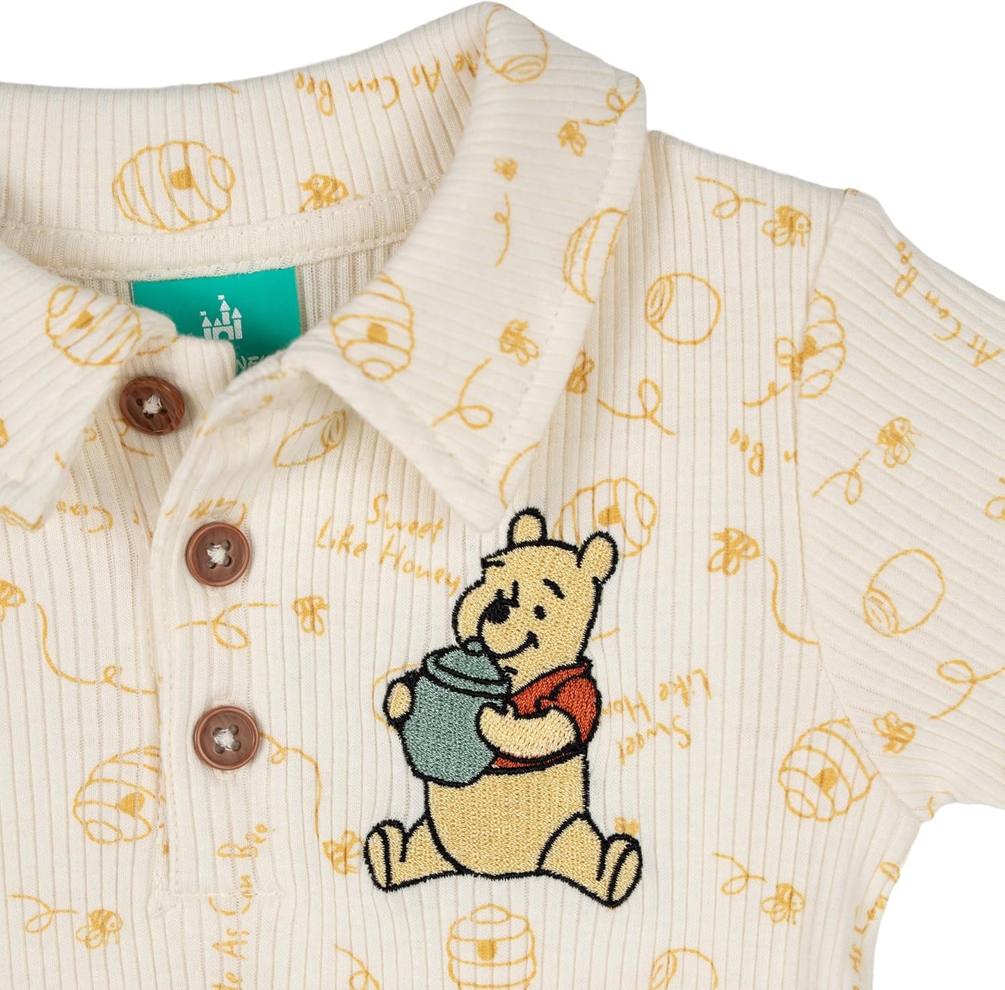 Disney Winnie the Pooh Baby Ribbed Polo Bodysuit and Shorts Outfit Set Newborn to Infant Sizes (Newborn - 24 Months)