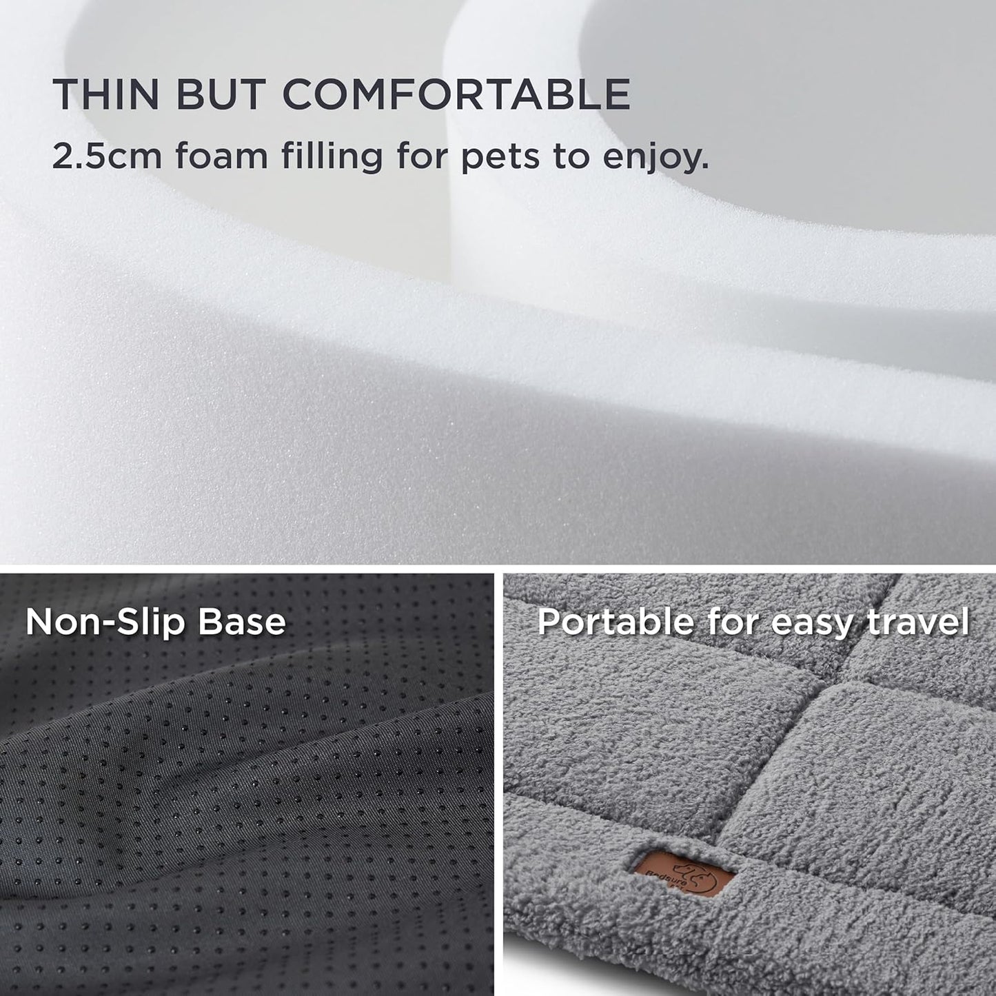 Bedsure Washable Dog Bed for Extra Large Dogs, Soft Foam Floor Pet Mat, Lightweight Travel Flat Puppy Mattress for Indoor Pet