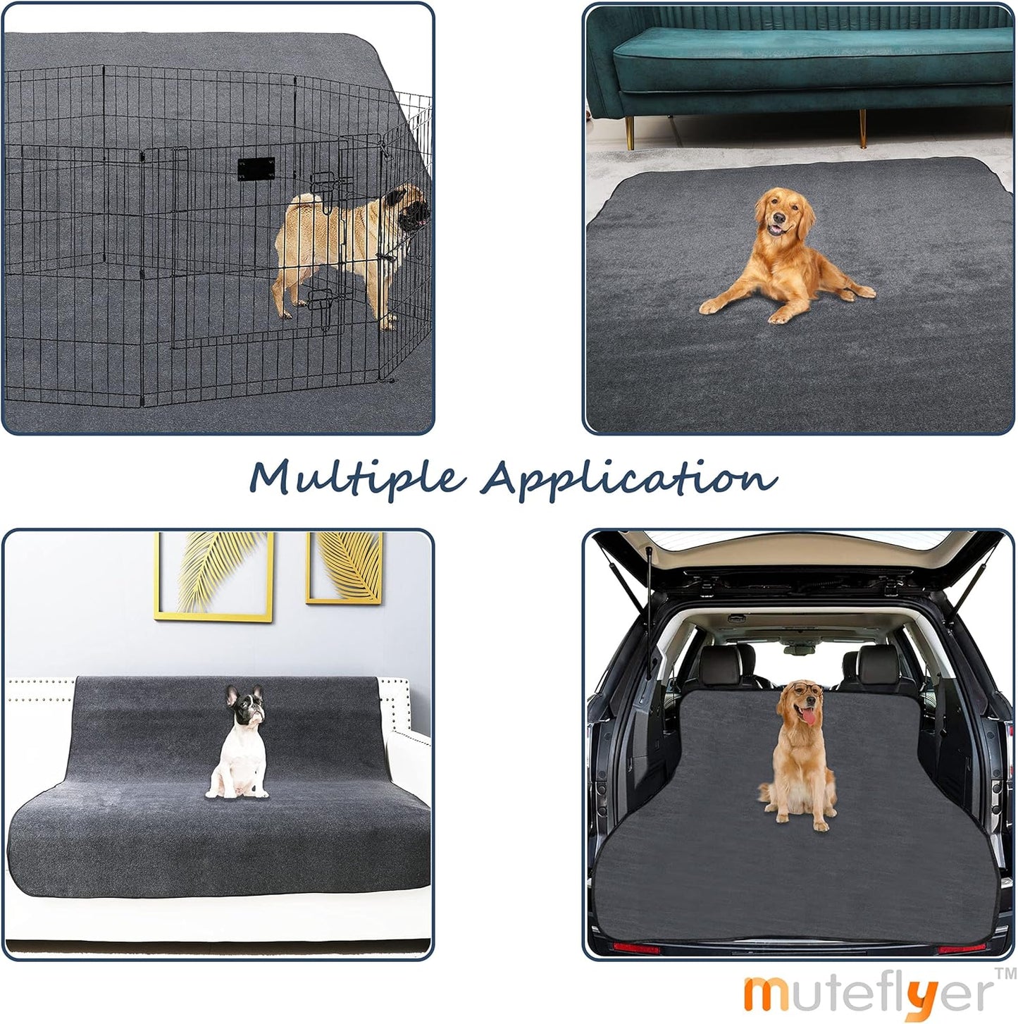 Washable Pee Pads for Dogs,Dog Pee Pads for Puppy Playpen,Puppy Kennel,Dog Crate-Quick Heavy Absorbency,Waterproof,Nonslip,Ideas for Pet Supplies,Gray,54"x54"