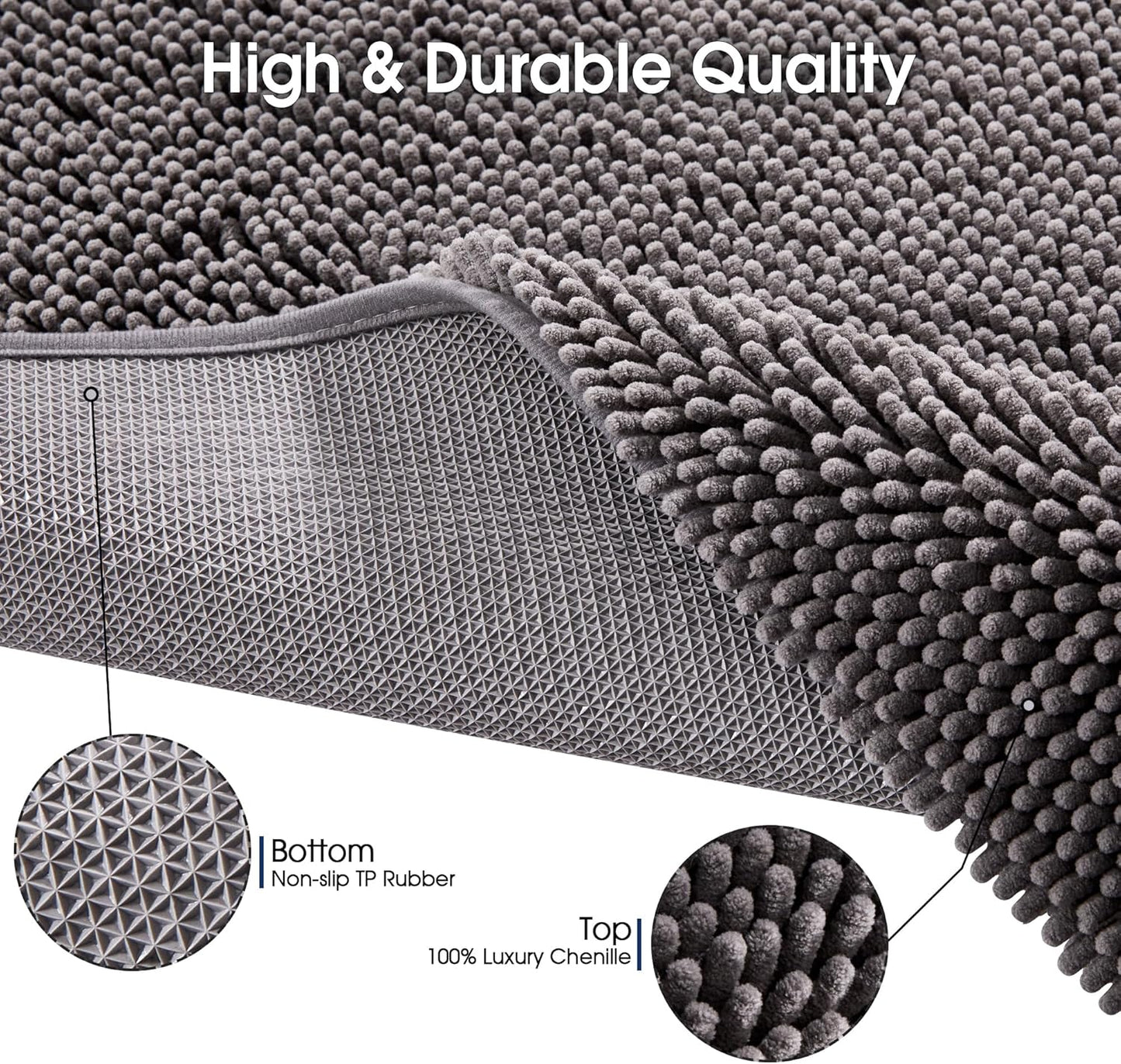 Super Absorbent Dog Door Mat for Muddy Paws, 72"x36" Dirt Trapper Non-Slip Chenille Mat for Mud Dogs, Machine Washable Quick Dry Indoor Entryway Rug, Grey